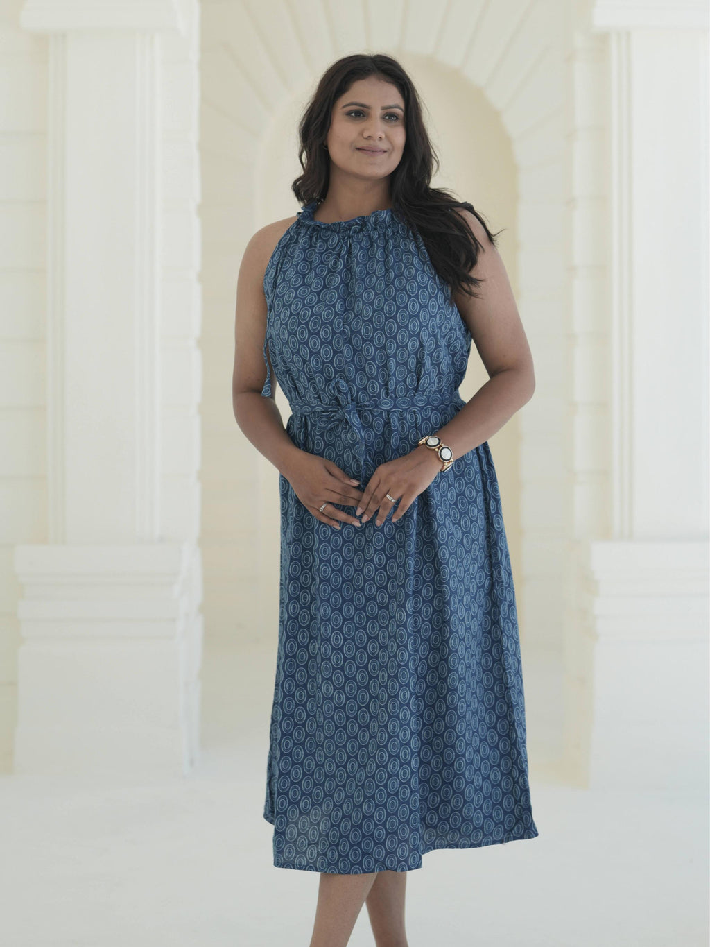 Indigo Waist Tie Dress