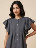 Coral Grey Pintuck Top