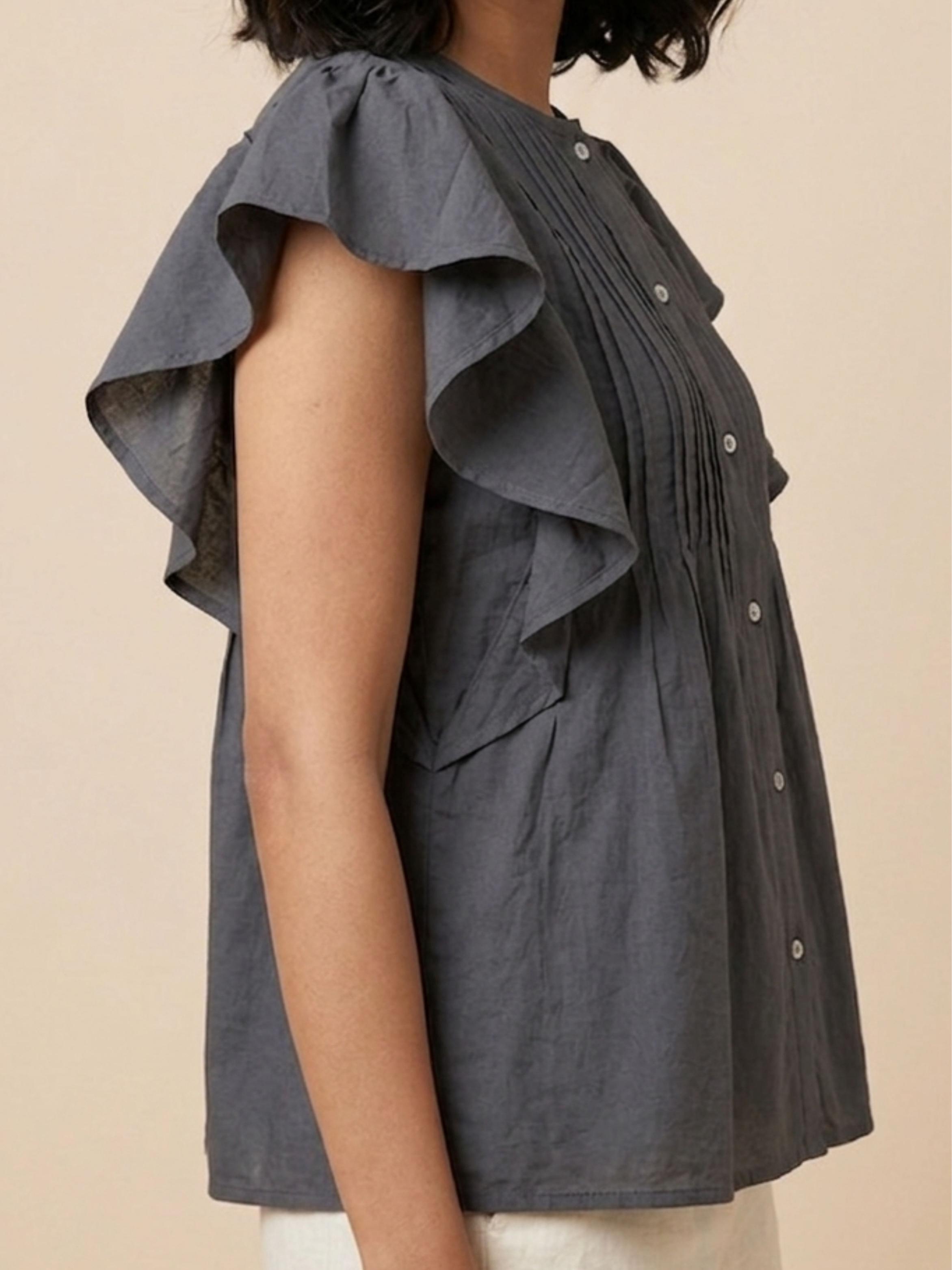 Coral Grey Pintuck Top