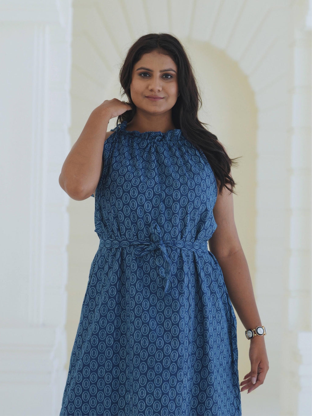 Indigo Waist Tie Dress