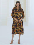 Brown Camo Midi Dress
