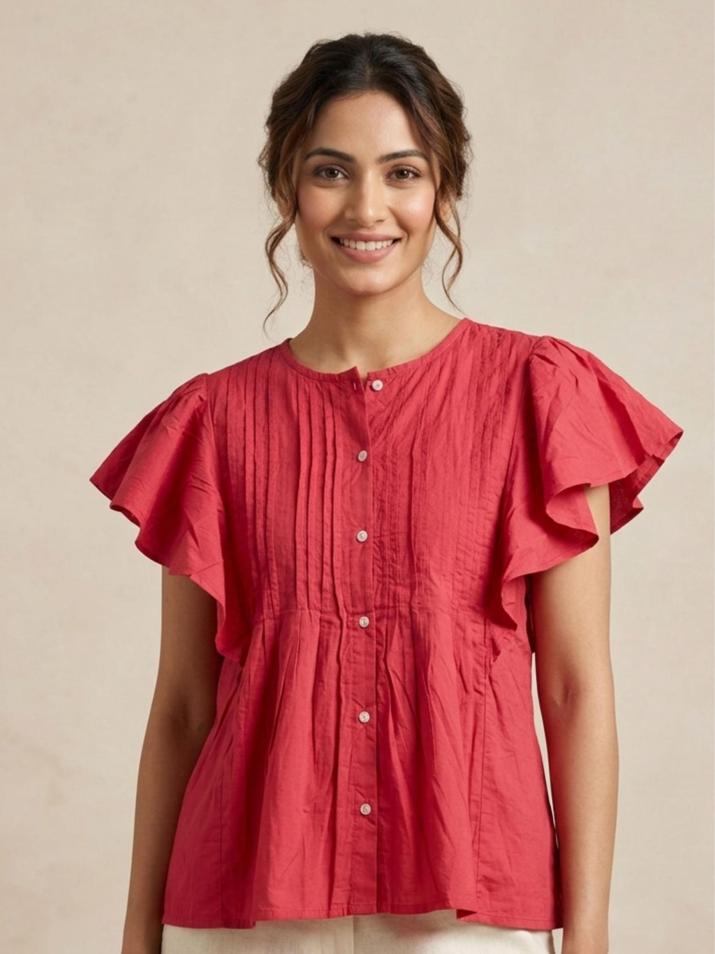 Raspberry Pink Pintuck Top