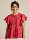 Raspberry Pink Pintuck Top