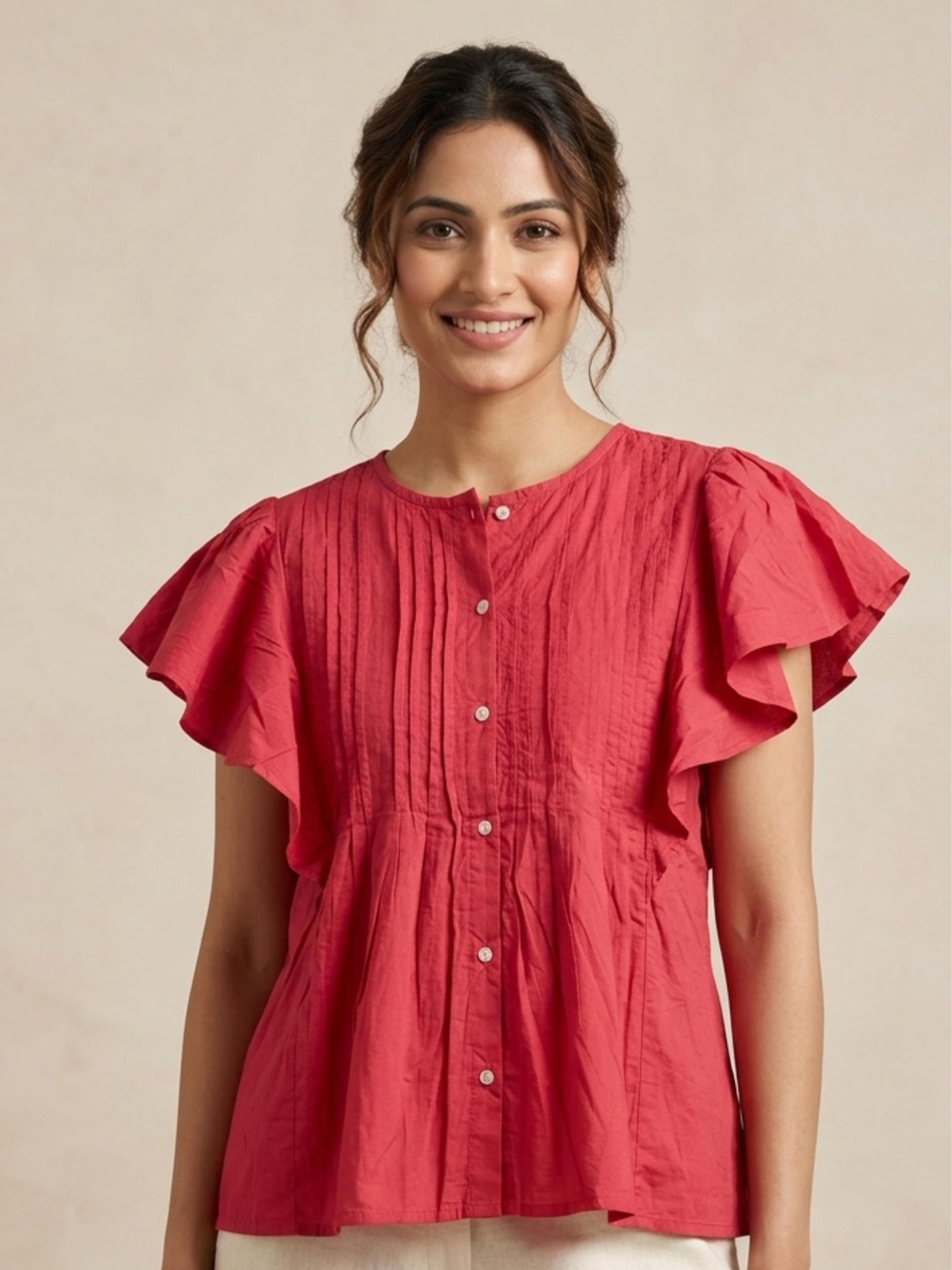 Raspberry Pink Pintuck Top