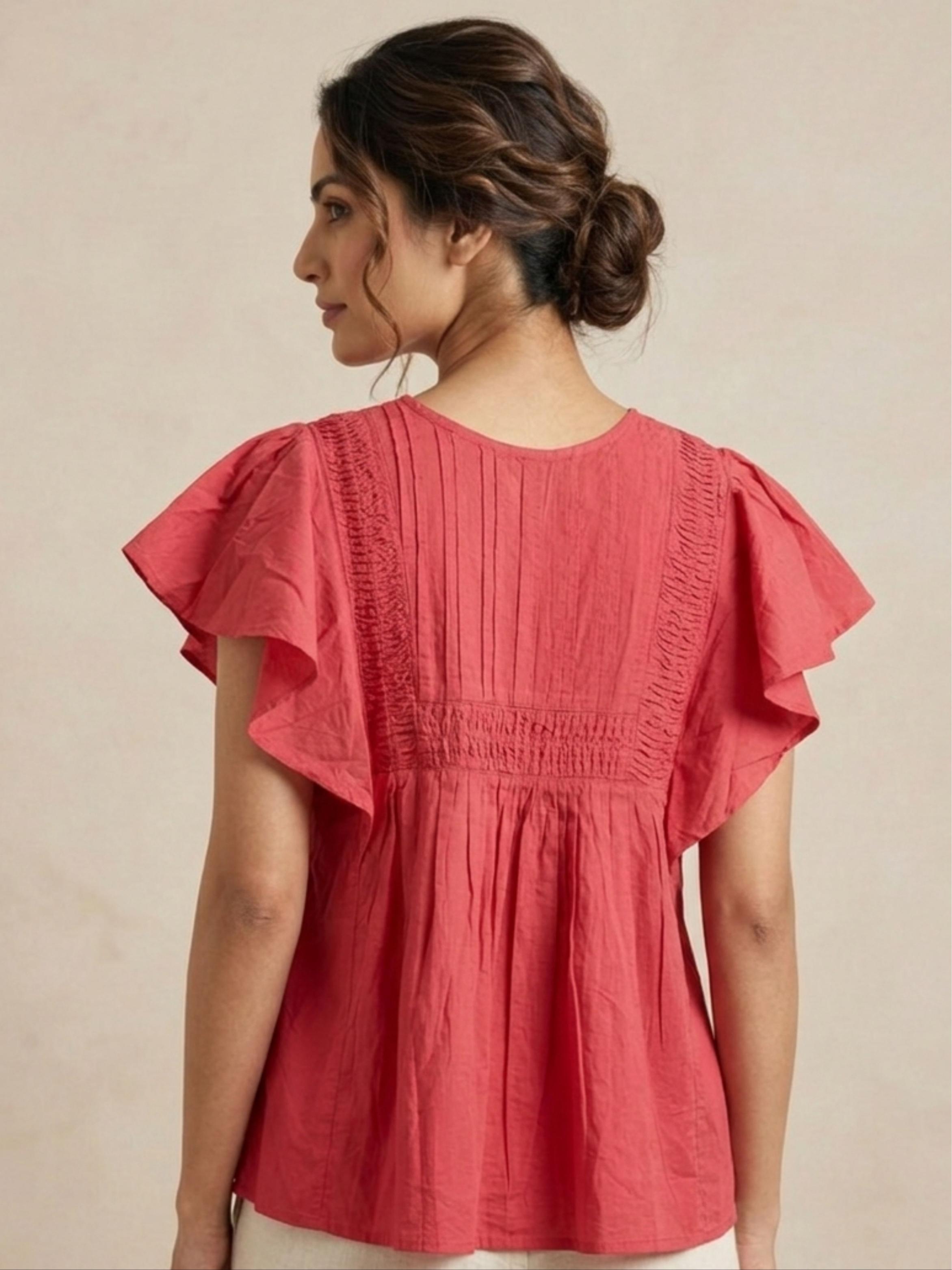 Raspberry Pink Pintuck Top