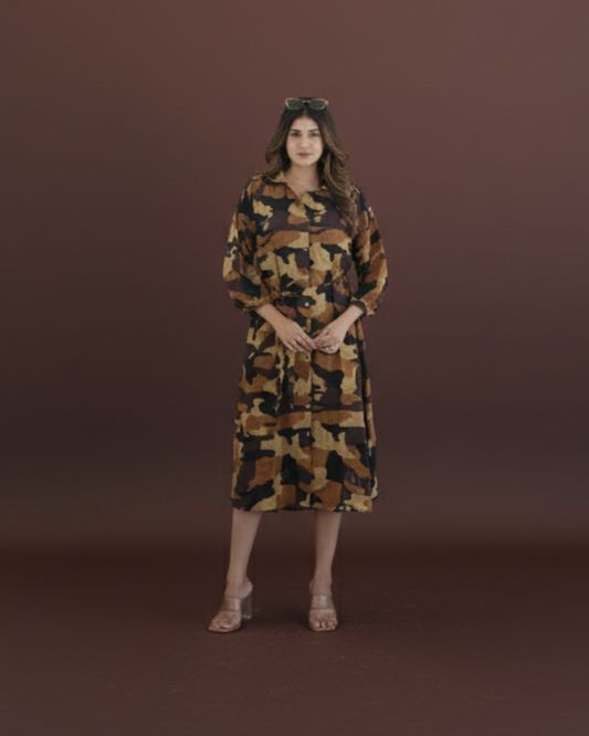 Cargo Print Shirt Dress