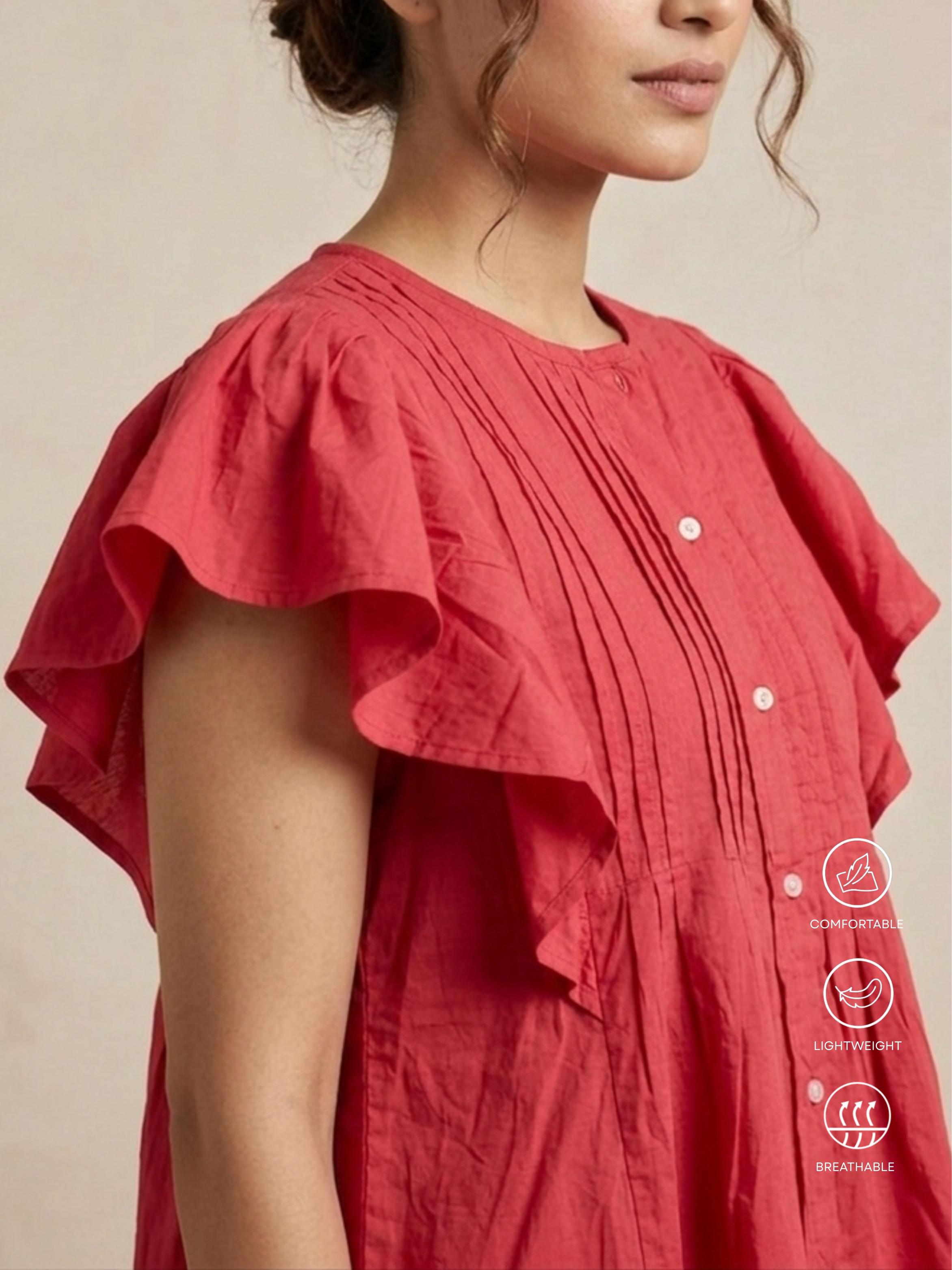 Raspberry Pink Pintuck Top