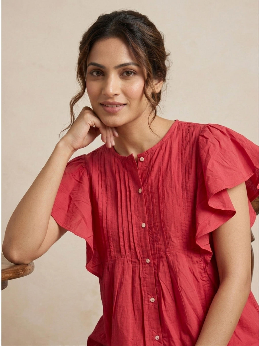 Raspberry Pink Pintuck Top