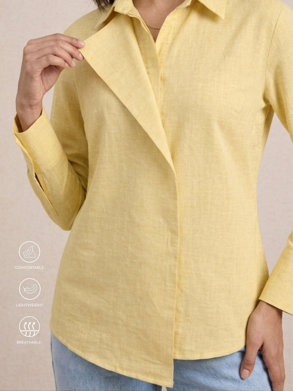 Yellow Overlap Slub Shirt