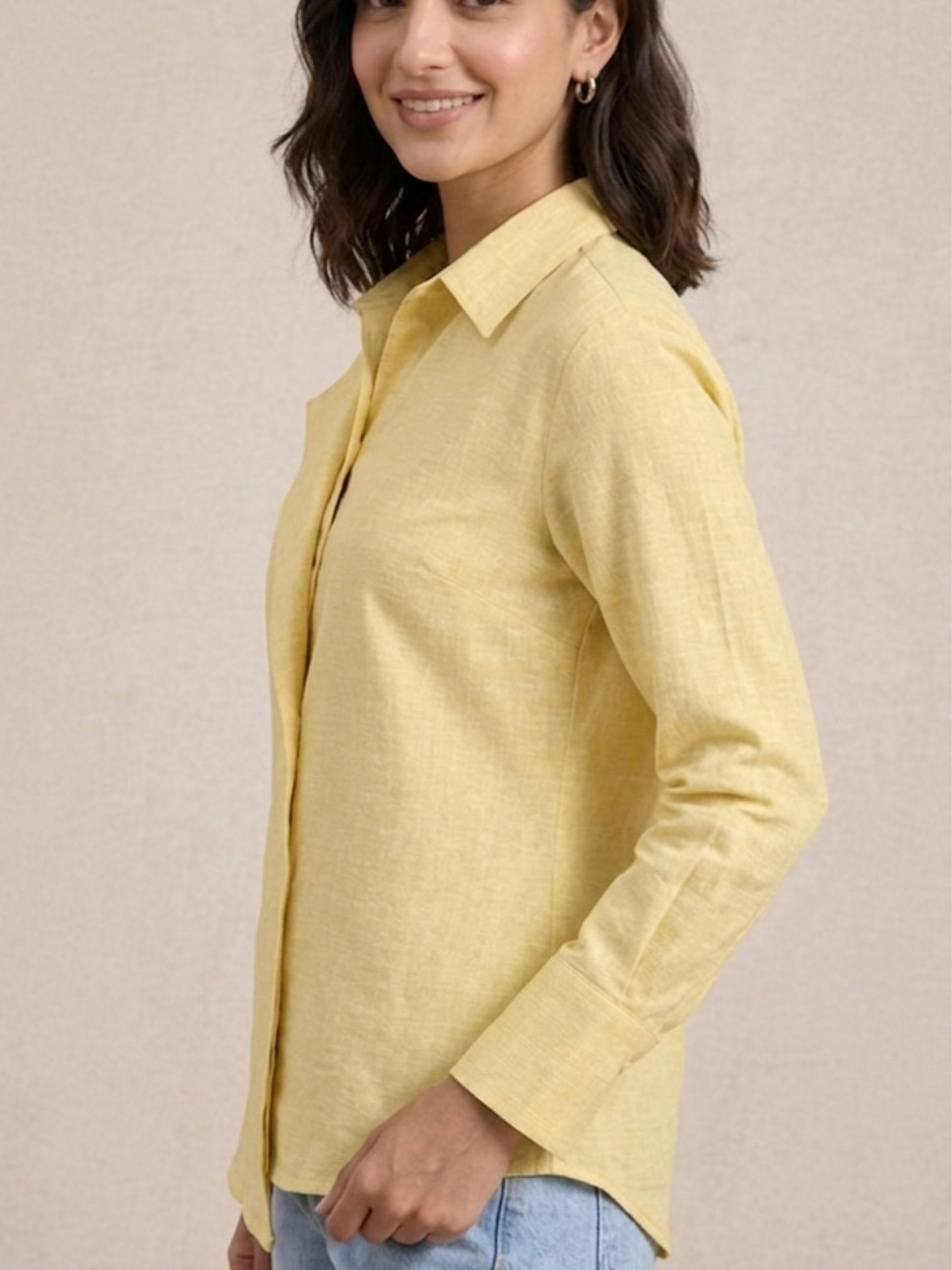 Yellow Overlap Slub Shirt