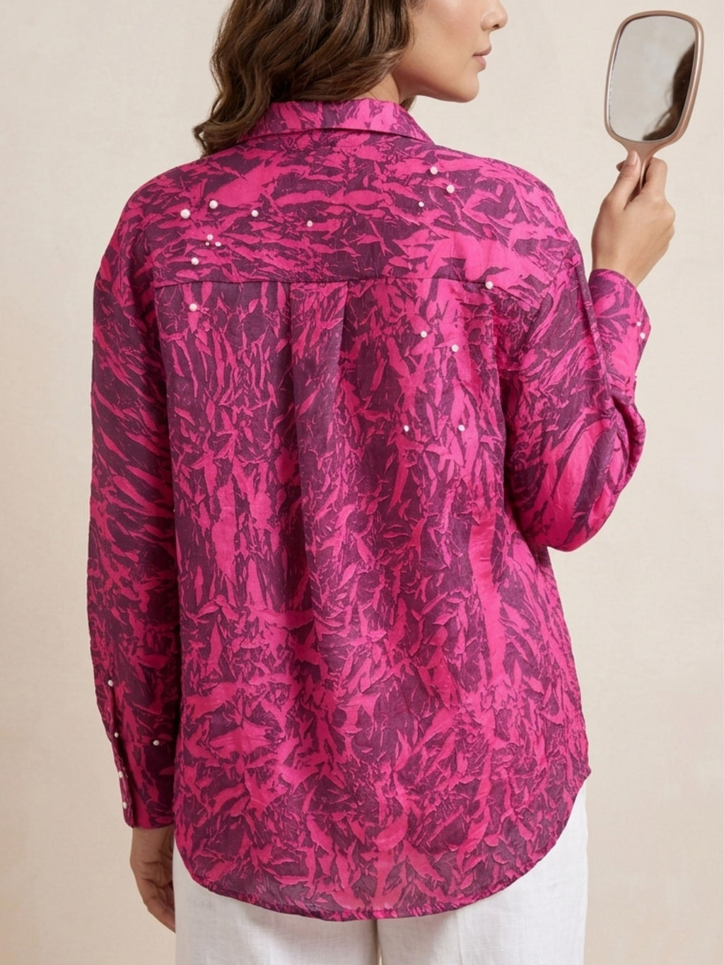 Pink Pearl Satin Shirt
