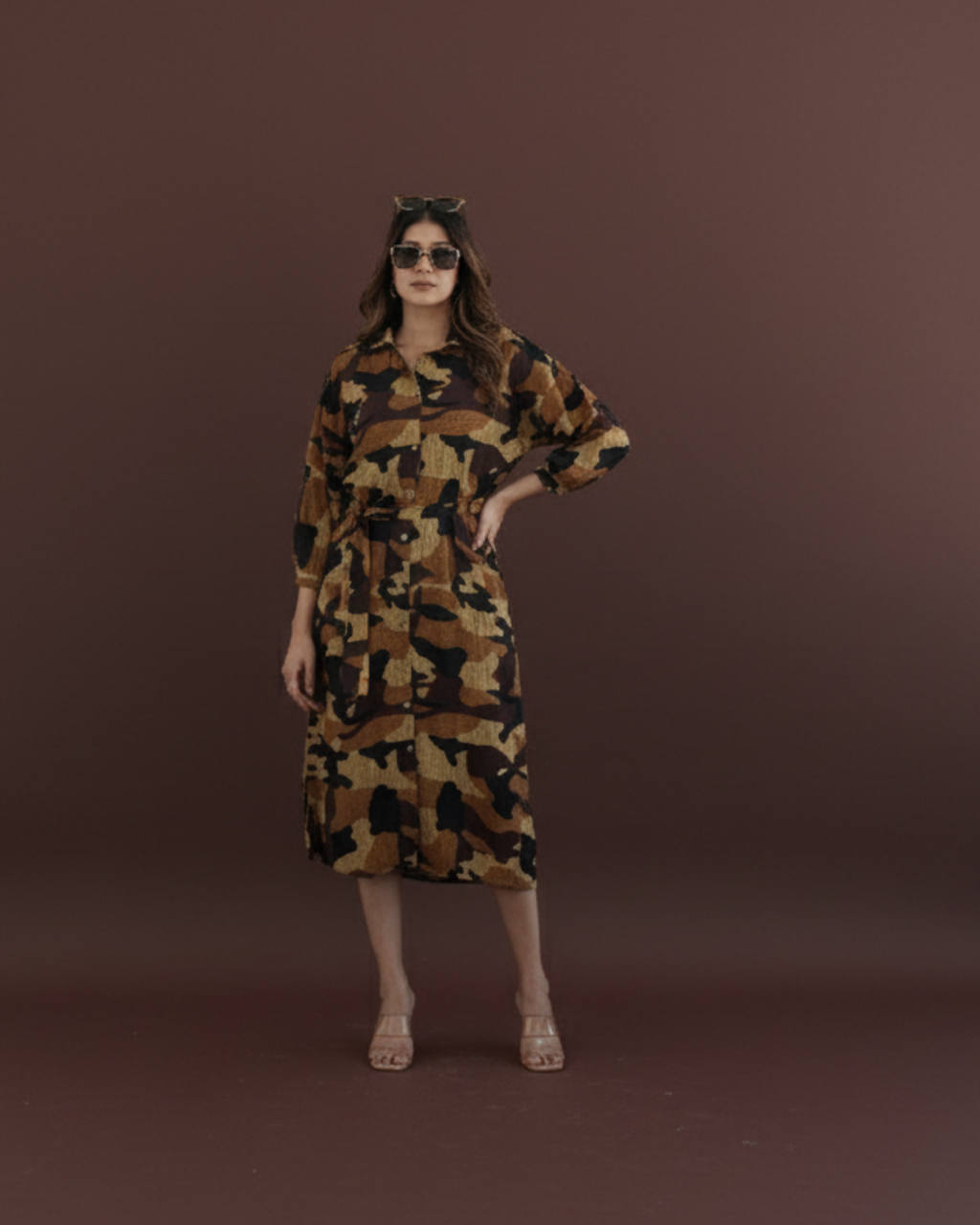 Cargo Print Shirt Dress