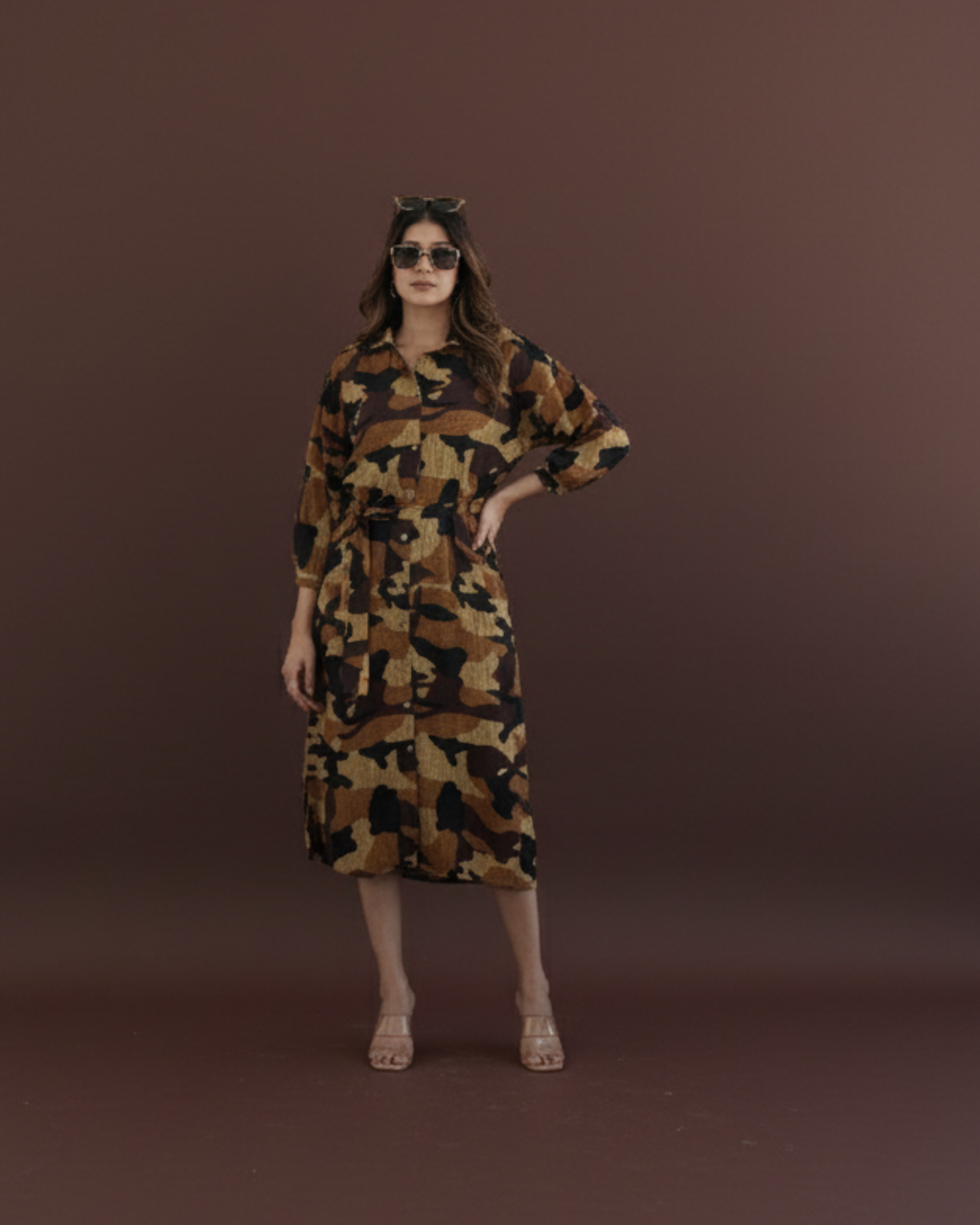 Cargo Print Shirt Dress