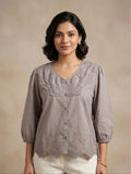 Grey Lace Cotton Top