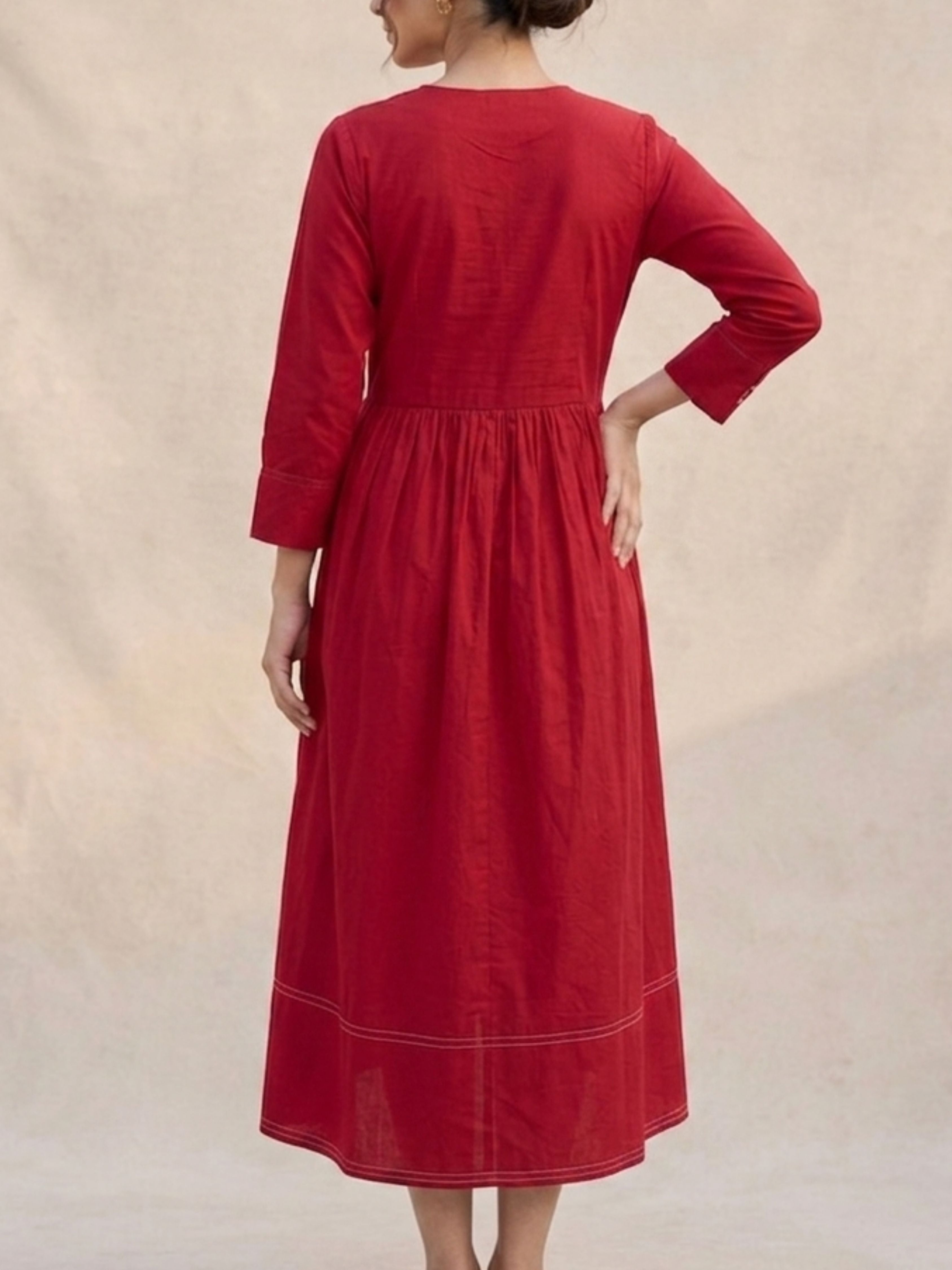 Red Faux Wrap Maxi