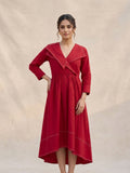 Red Faux Wrap Maxi