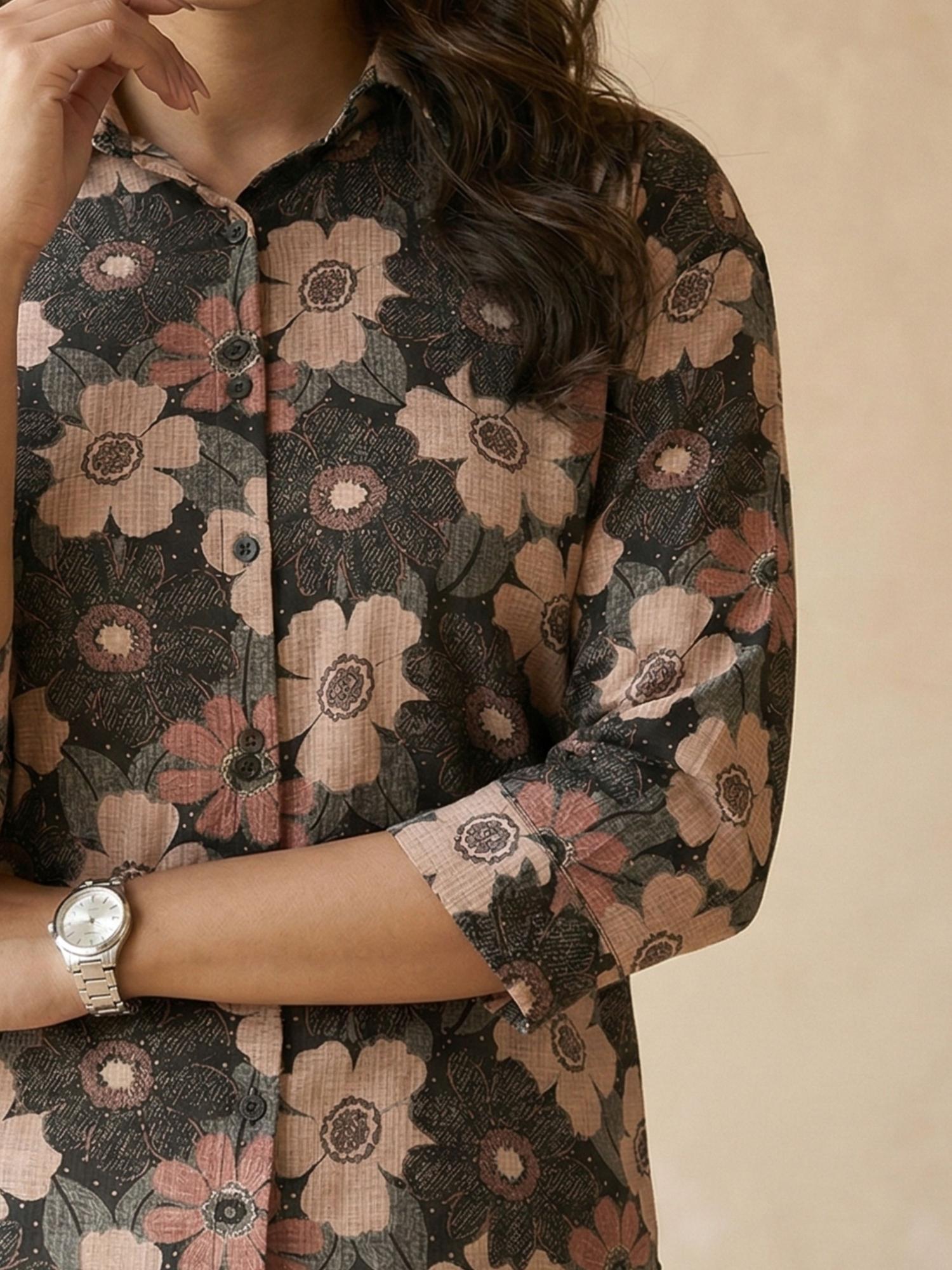 Floral Black Shirt