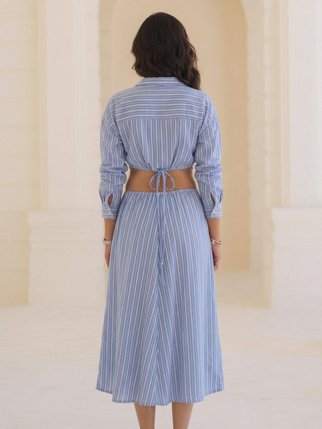 Long Waist Cut Shirt Dress