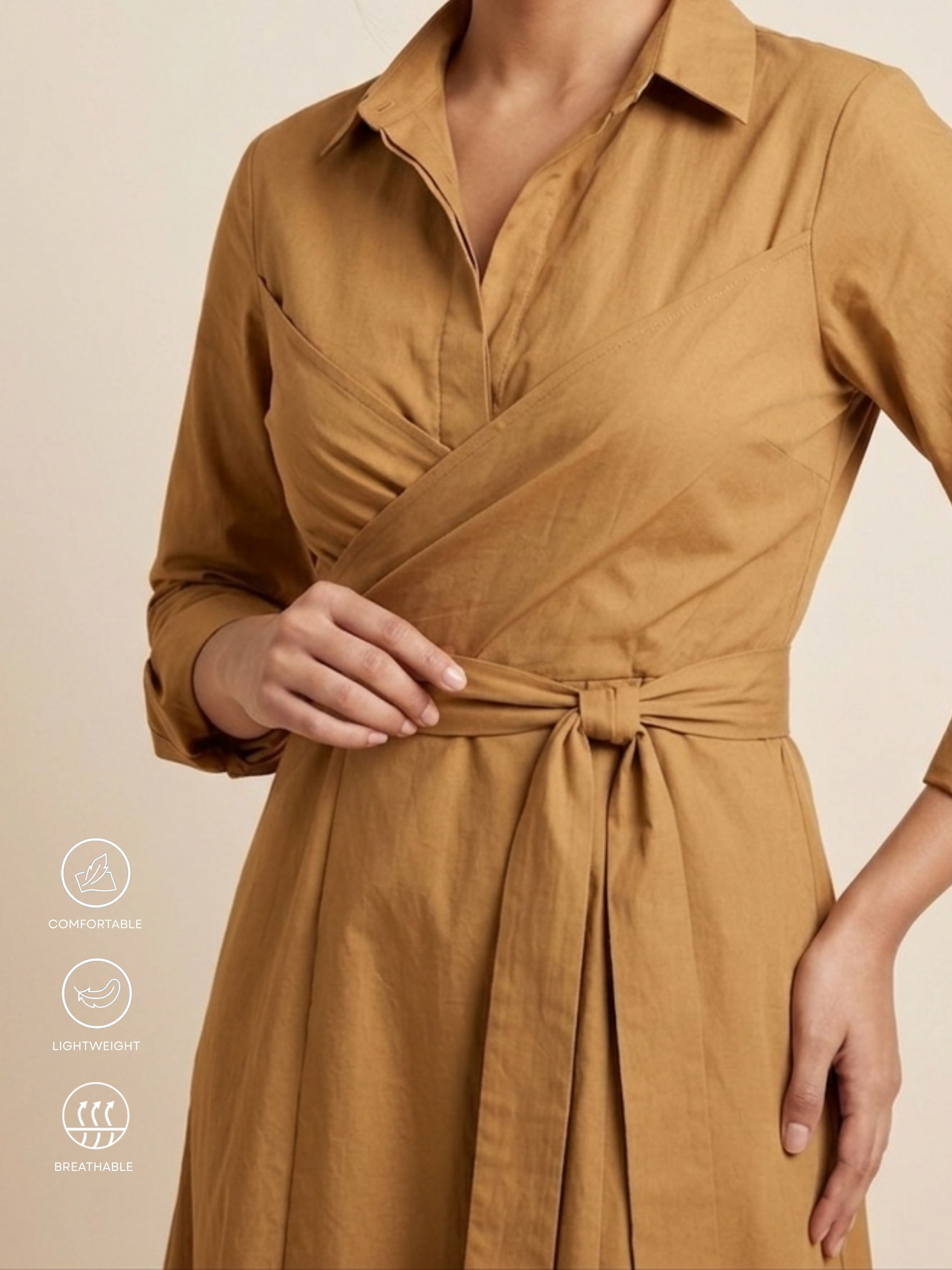 Caramel Tie-Waist Dress