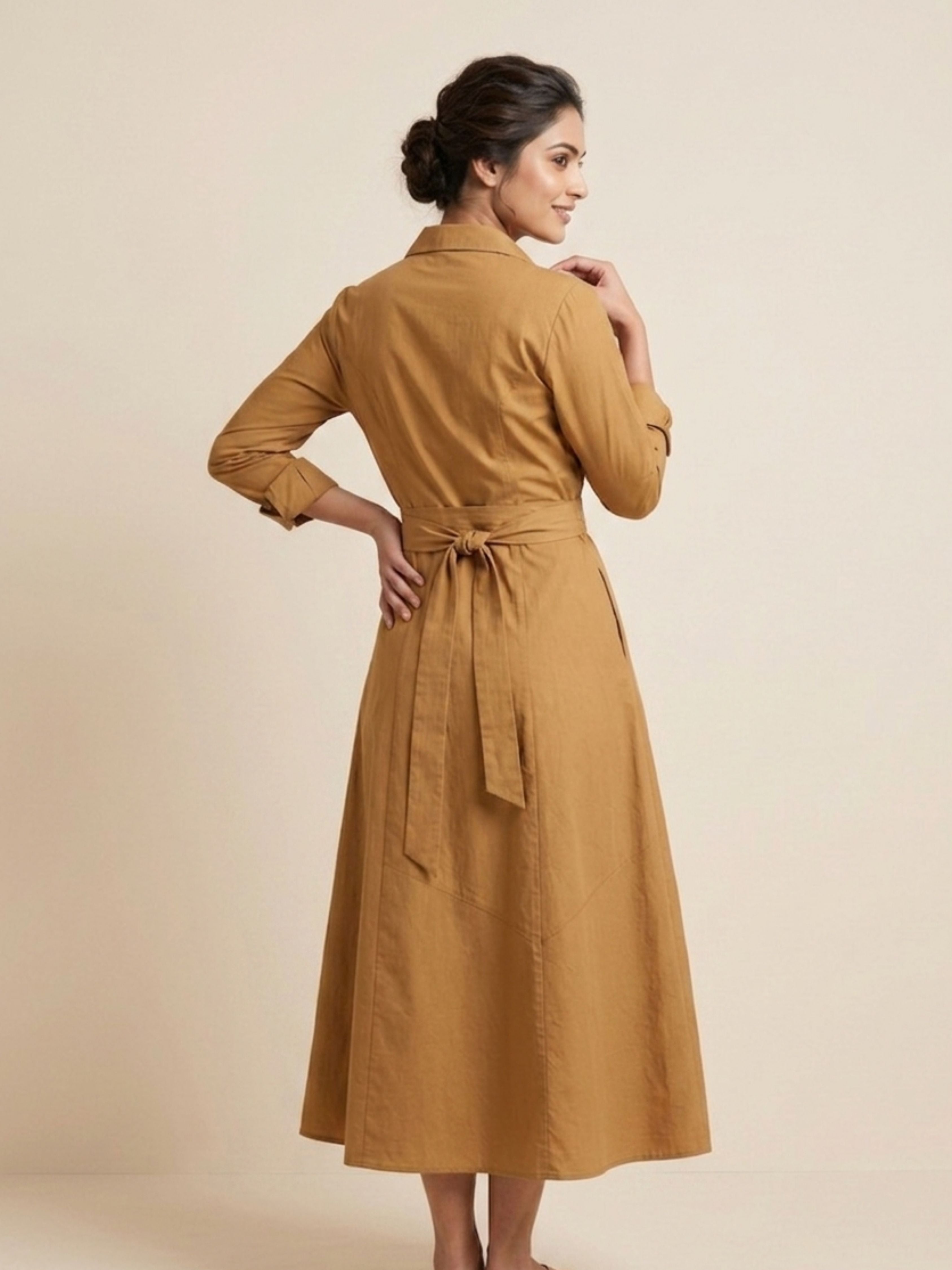 Caramel Tie-Waist Dress