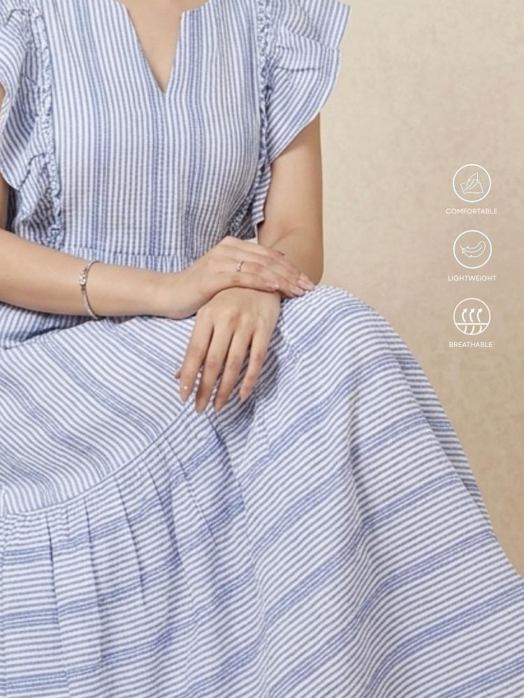 Hakoba Striped Blue Dress