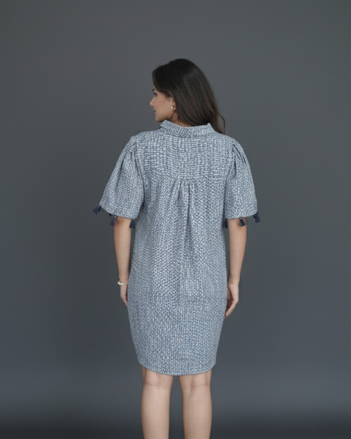 Blue sqr Print Short Dress