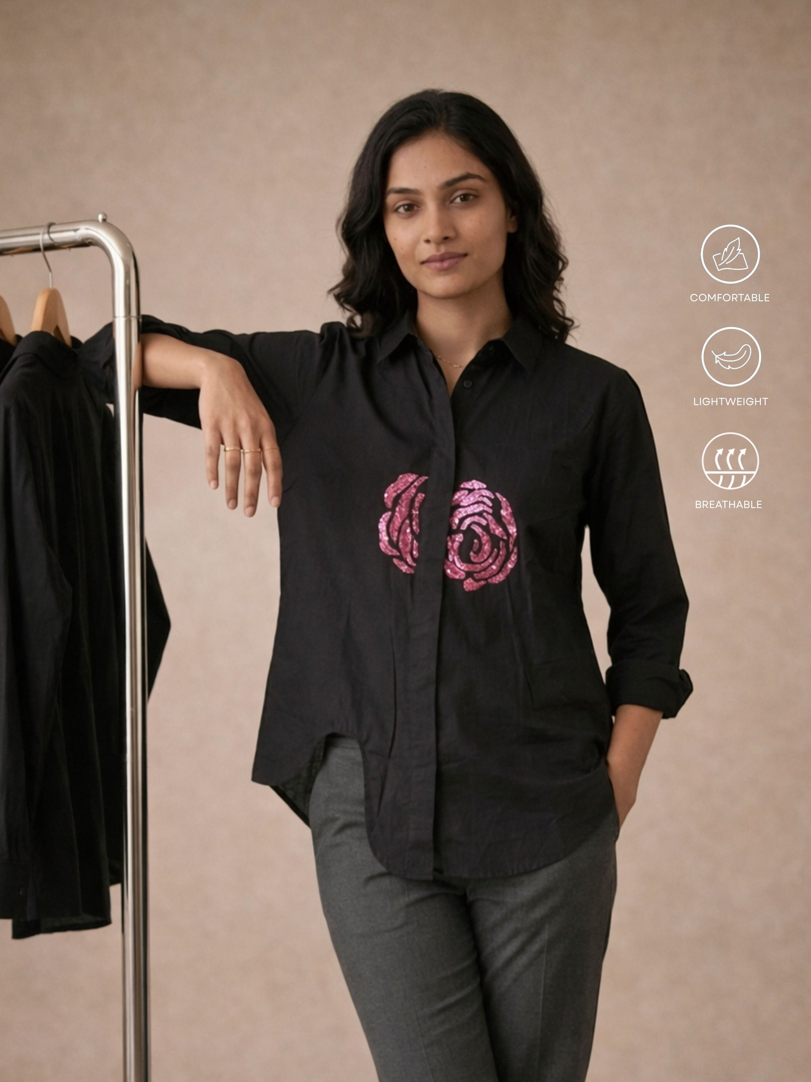 Midnight Rose Sequin Shirt