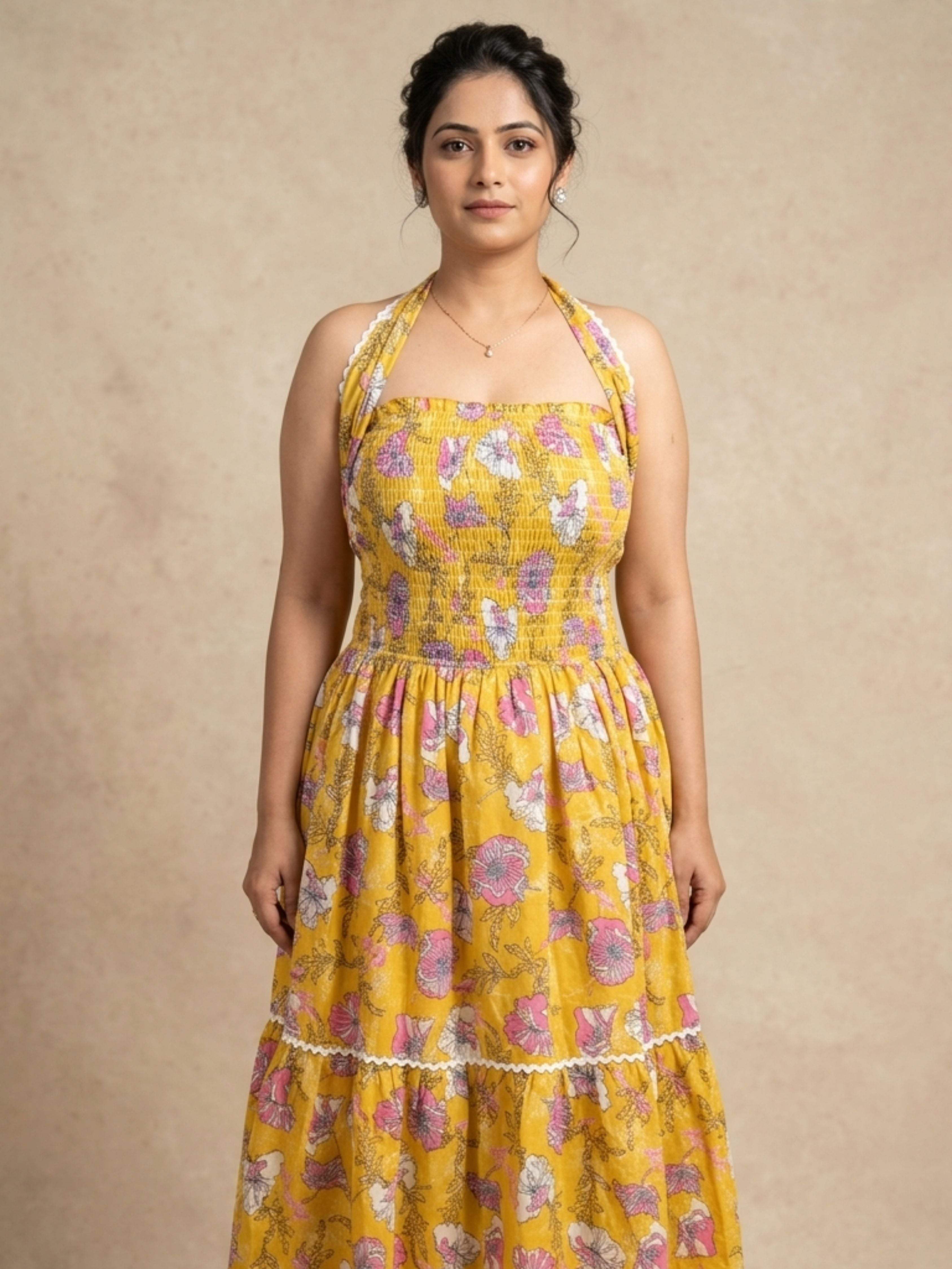 Yellow Bobbin Elastic Dress