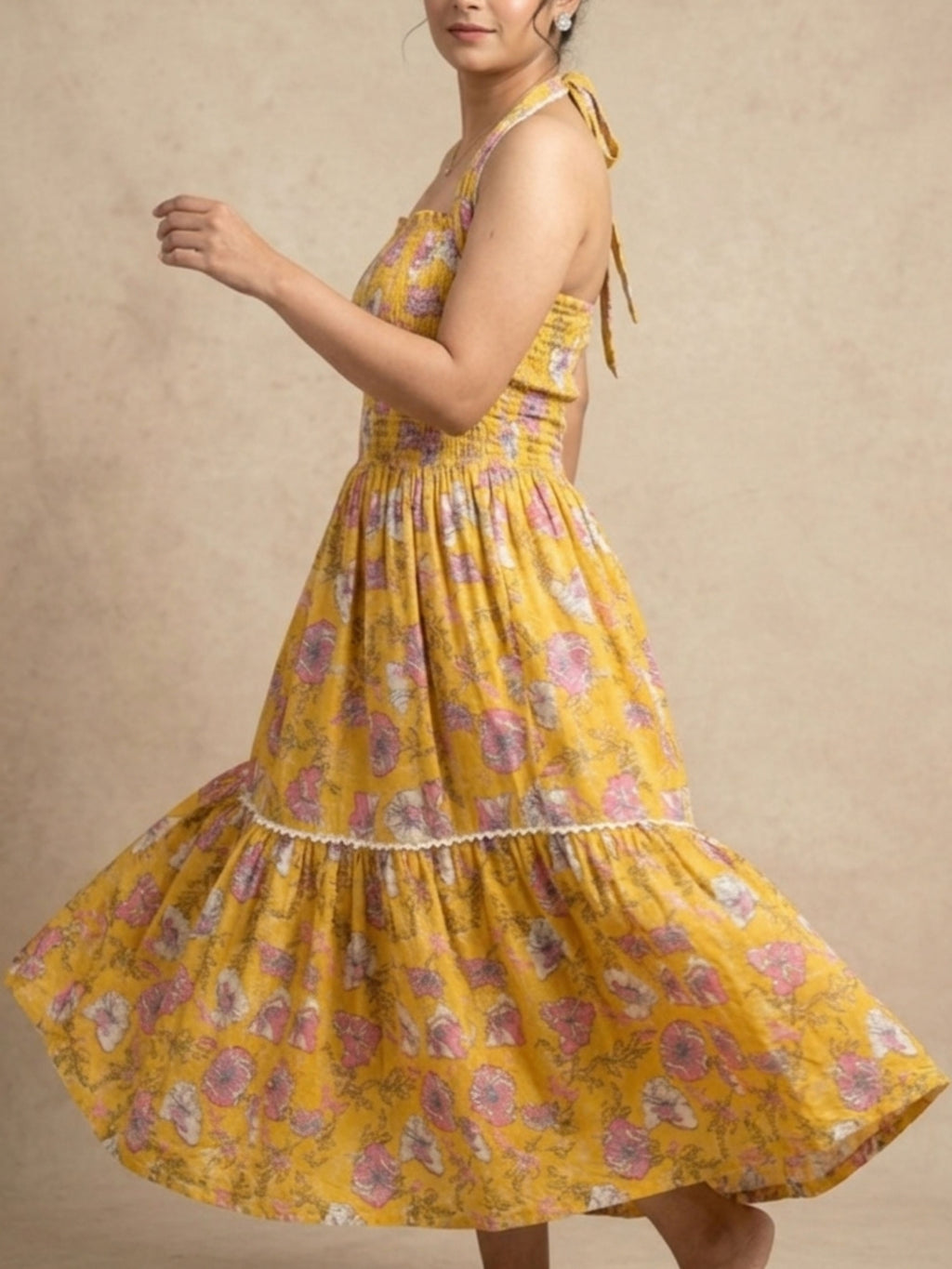 Yellow Bobbin Elastic Dress