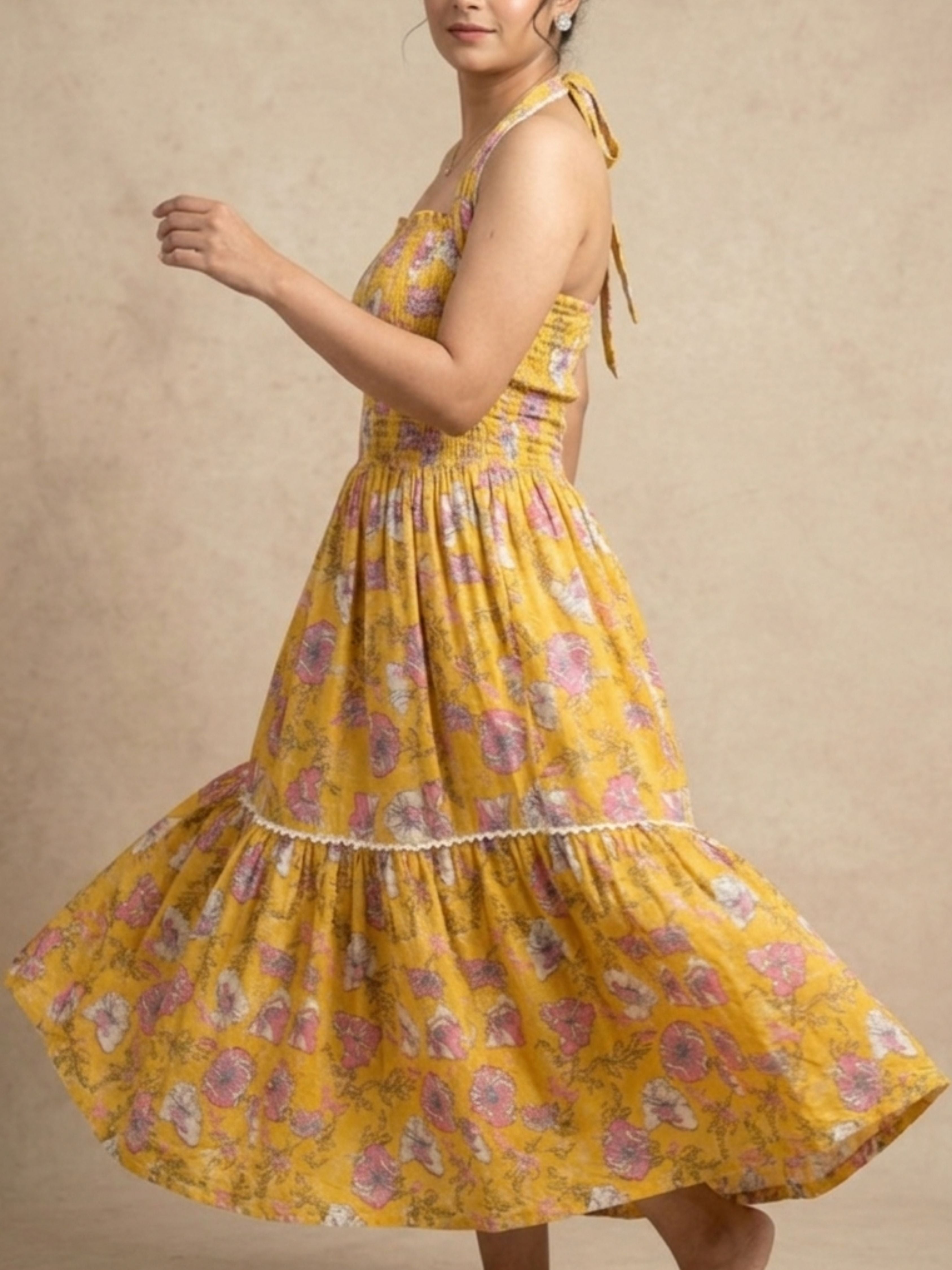 Yellow Bobbin Elastic Dress