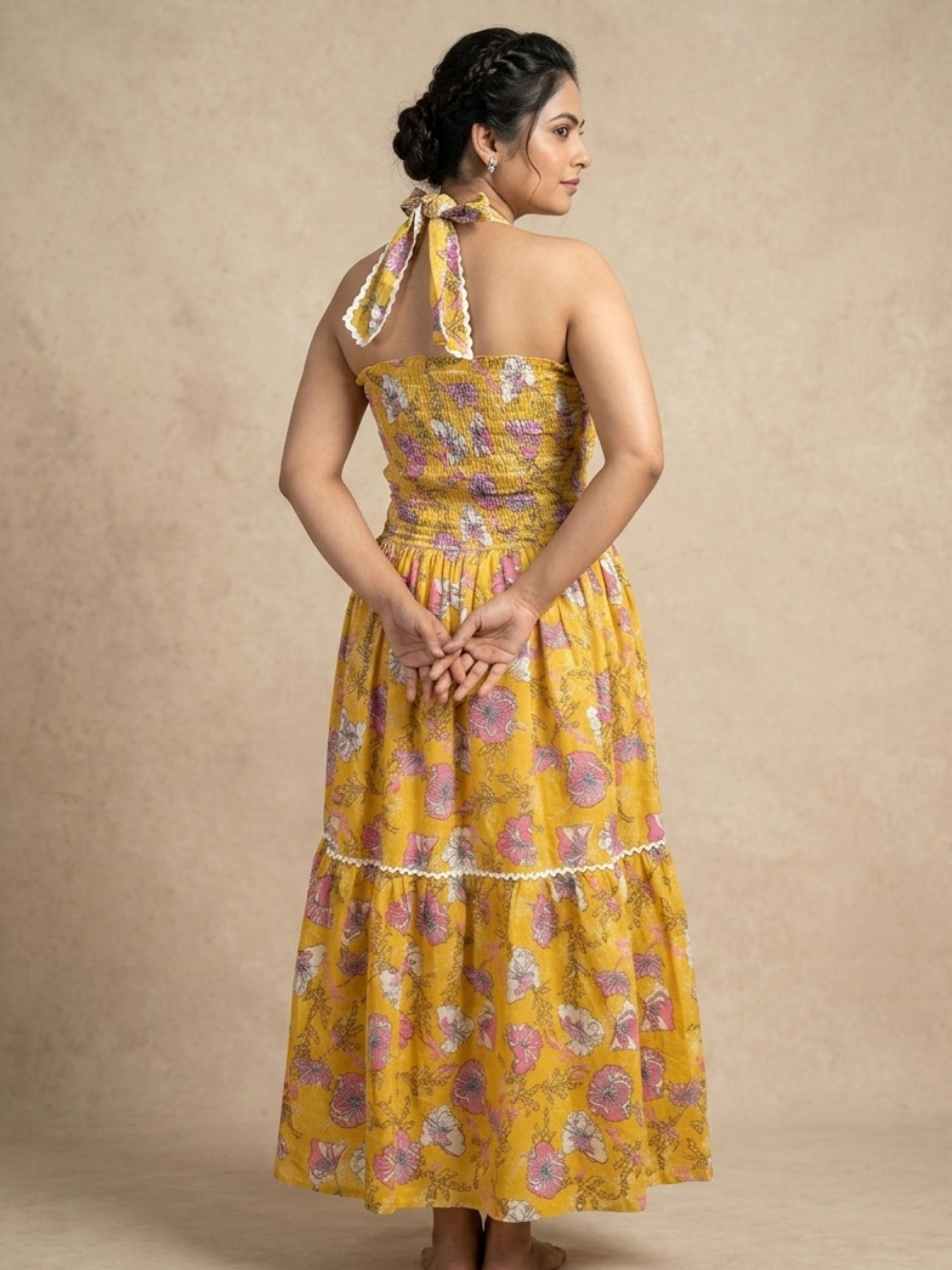 Yellow Bobbin Elastic Dress