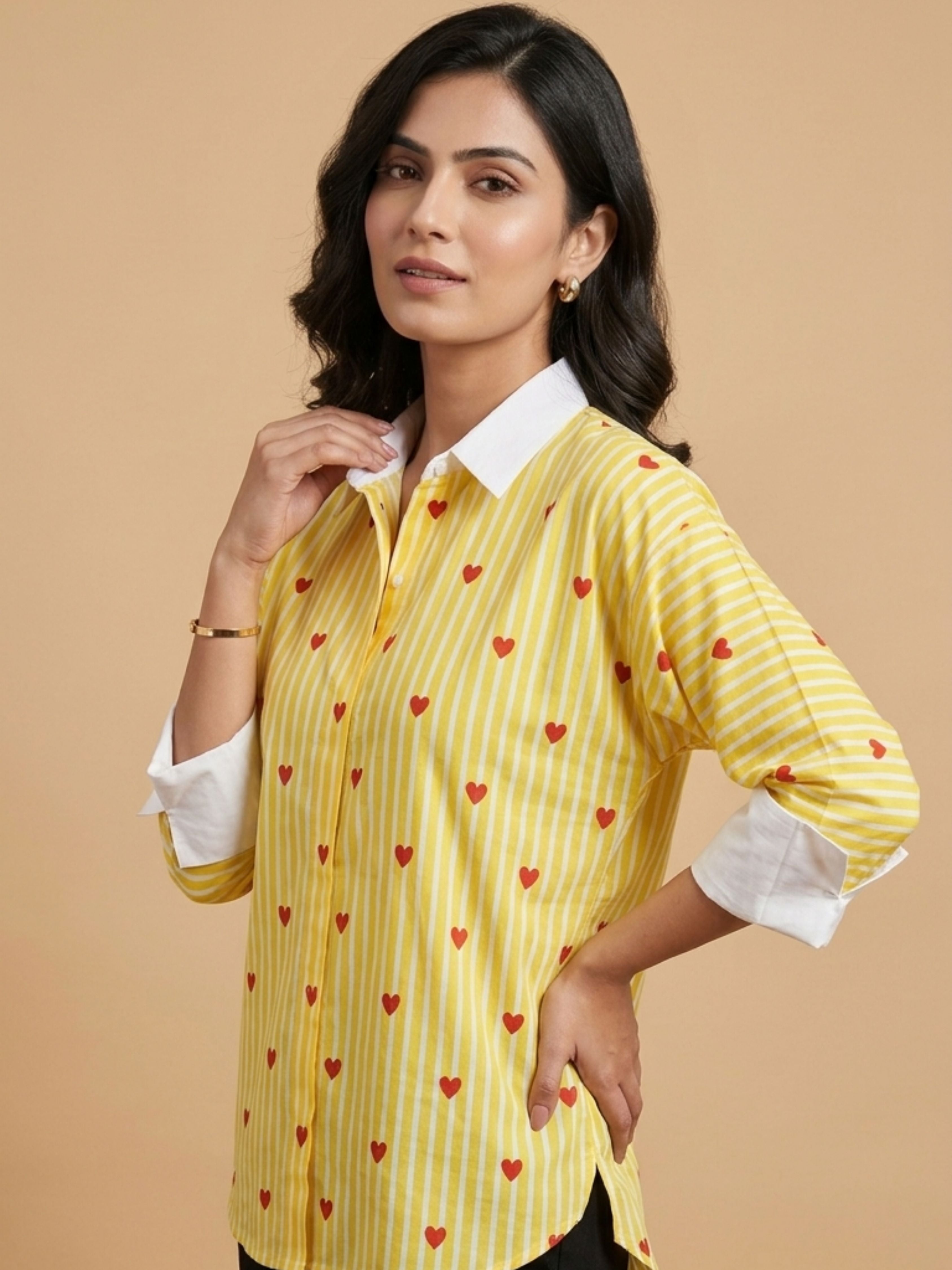 Yellow Heart Cotton Shirt