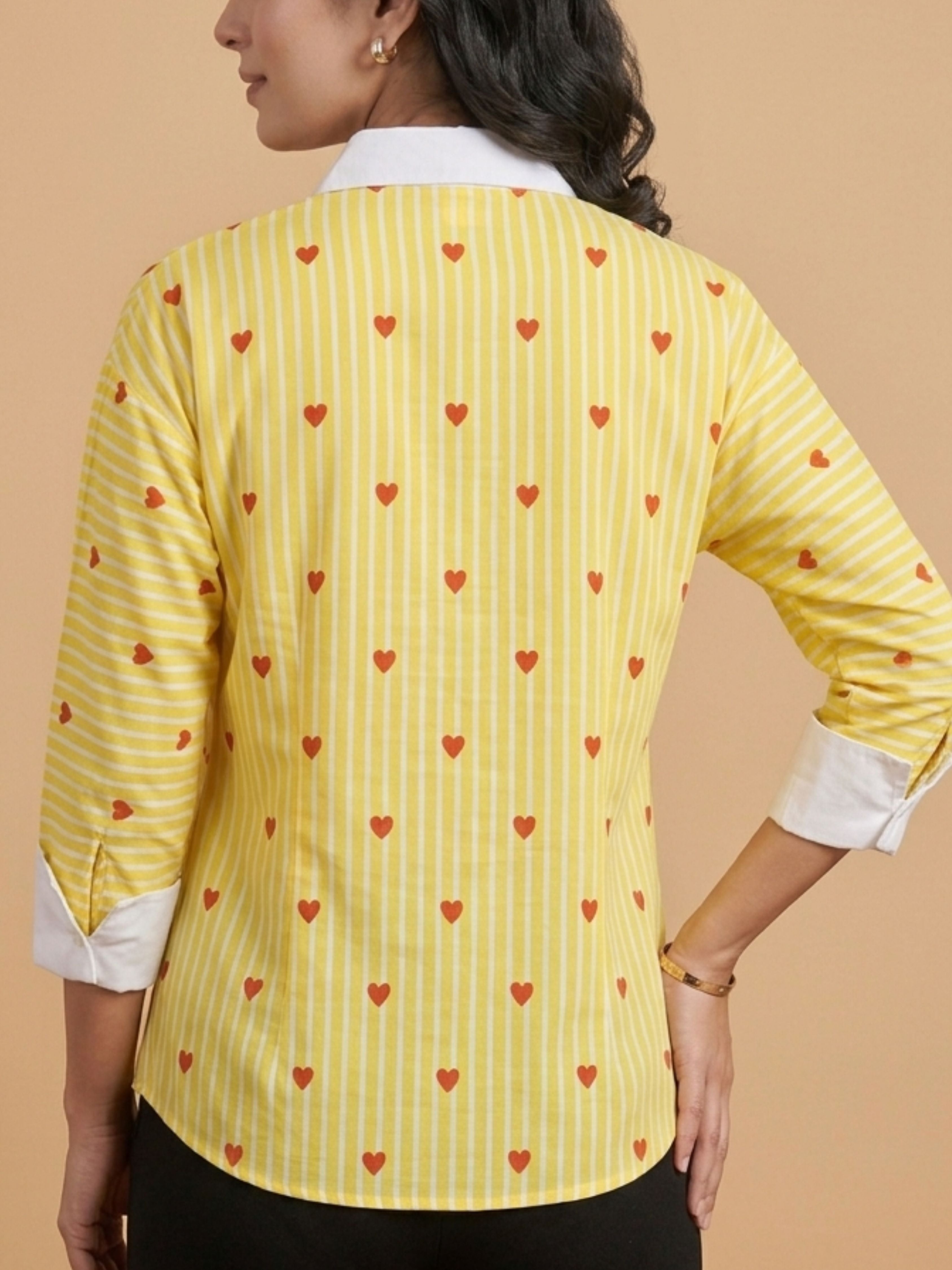 Yellow Heart Cotton Shirt