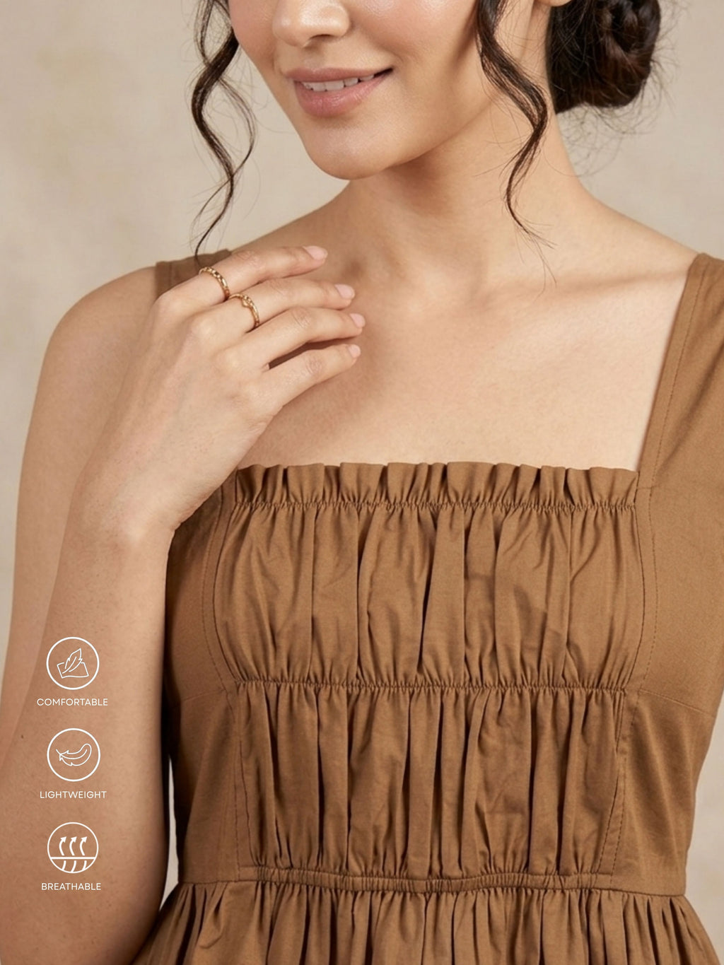 Cocoa Gathered Top