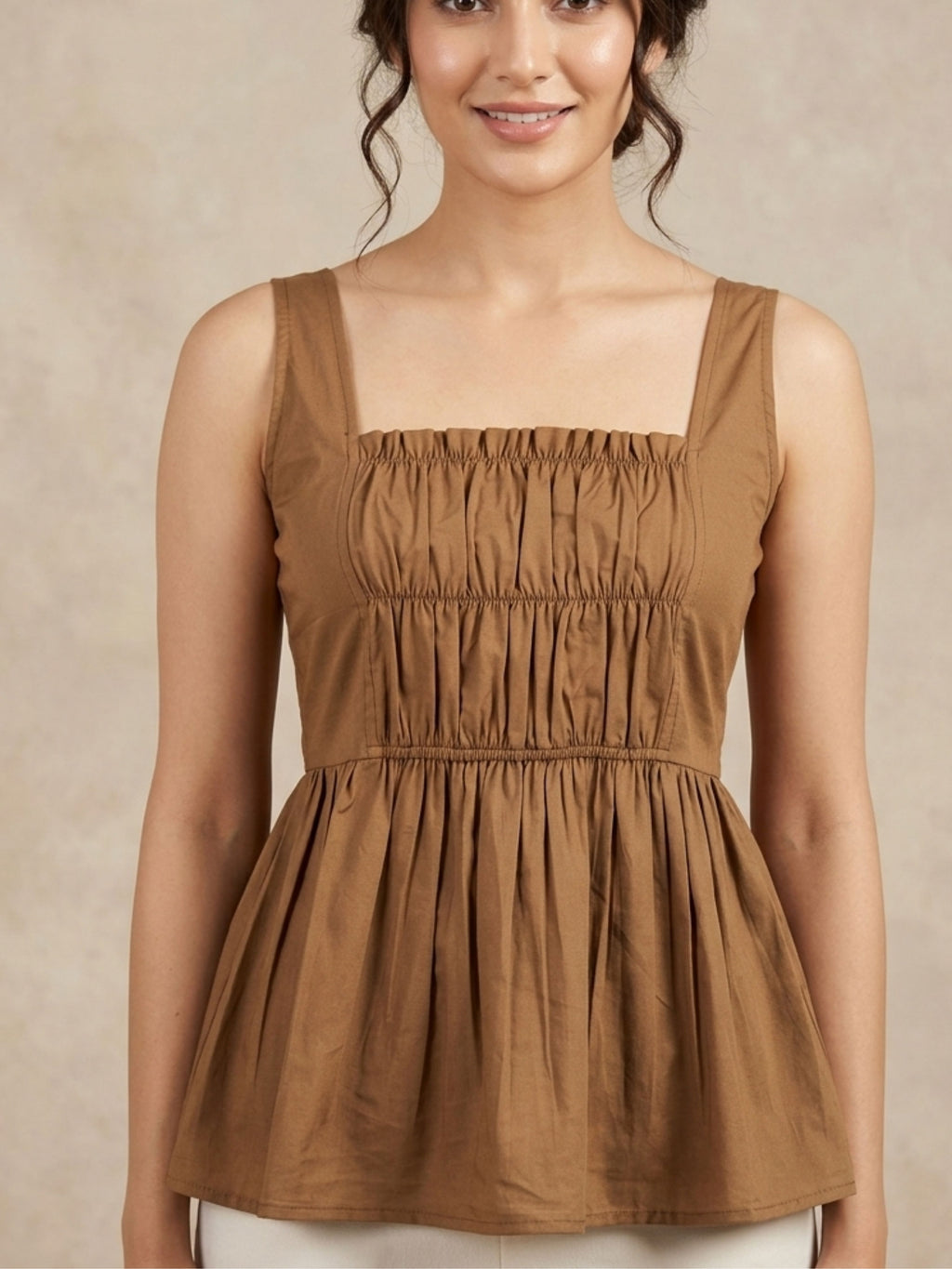 Cocoa Gathered Top