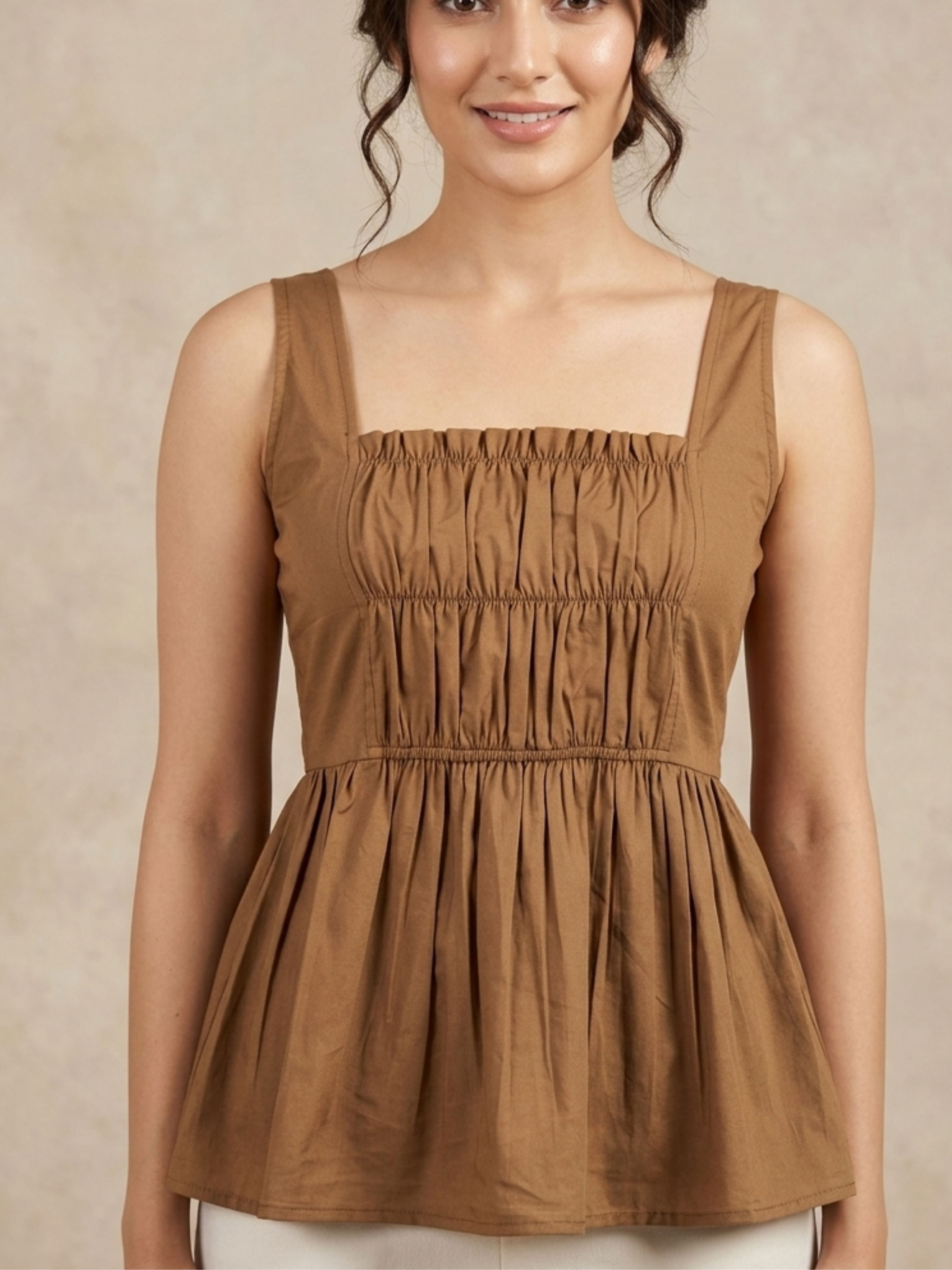 Cocoa Gathered Top