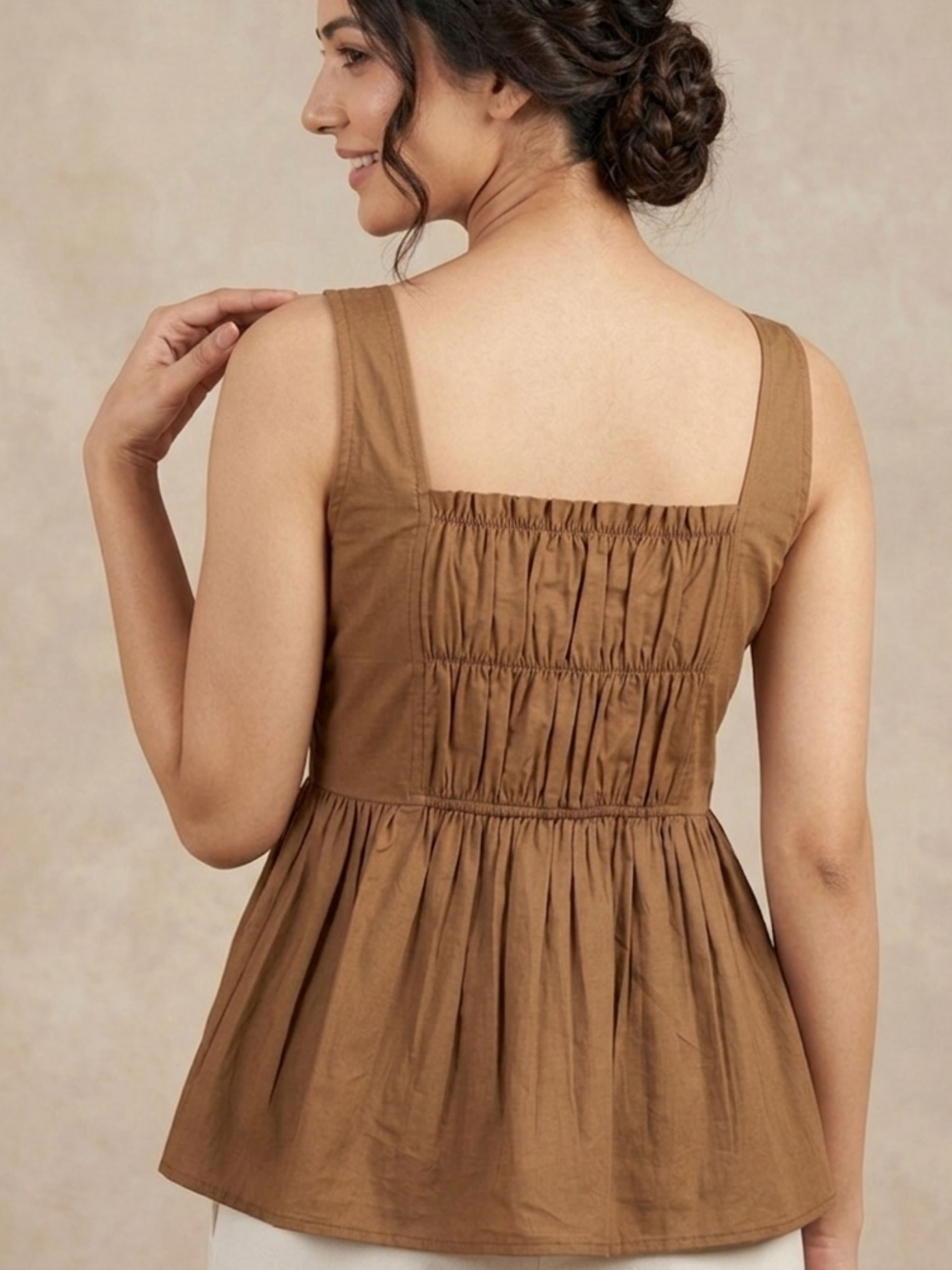 Cocoa Gathered Top