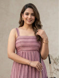 Wine Striped Maxi Dress