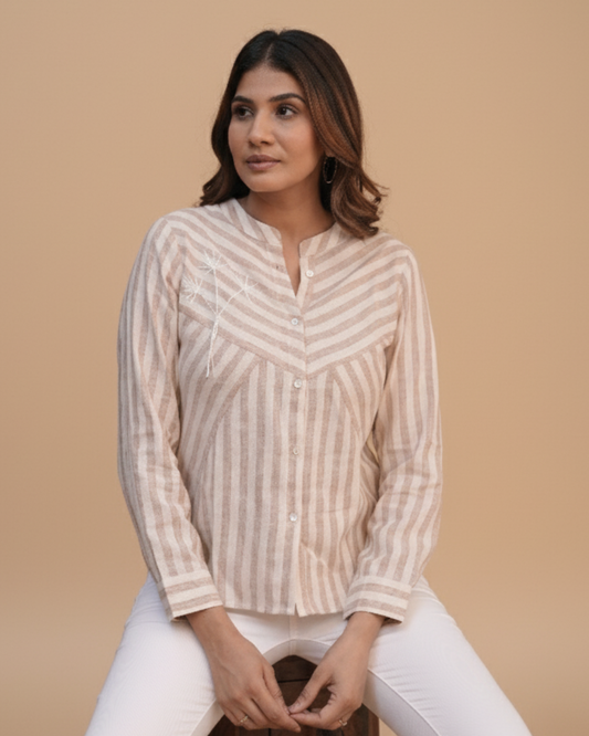 Grey Yarn Died Embro Shirt