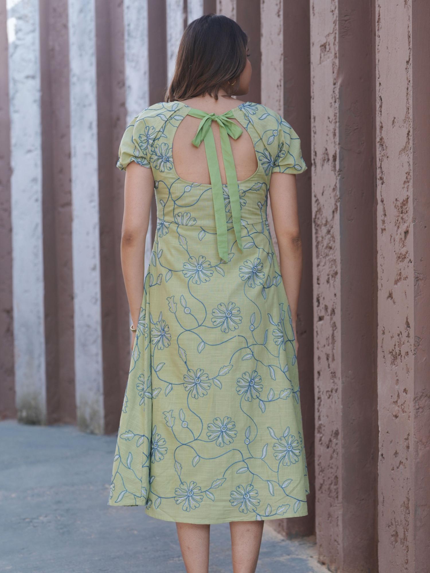 Sage Bloom Midi Dress