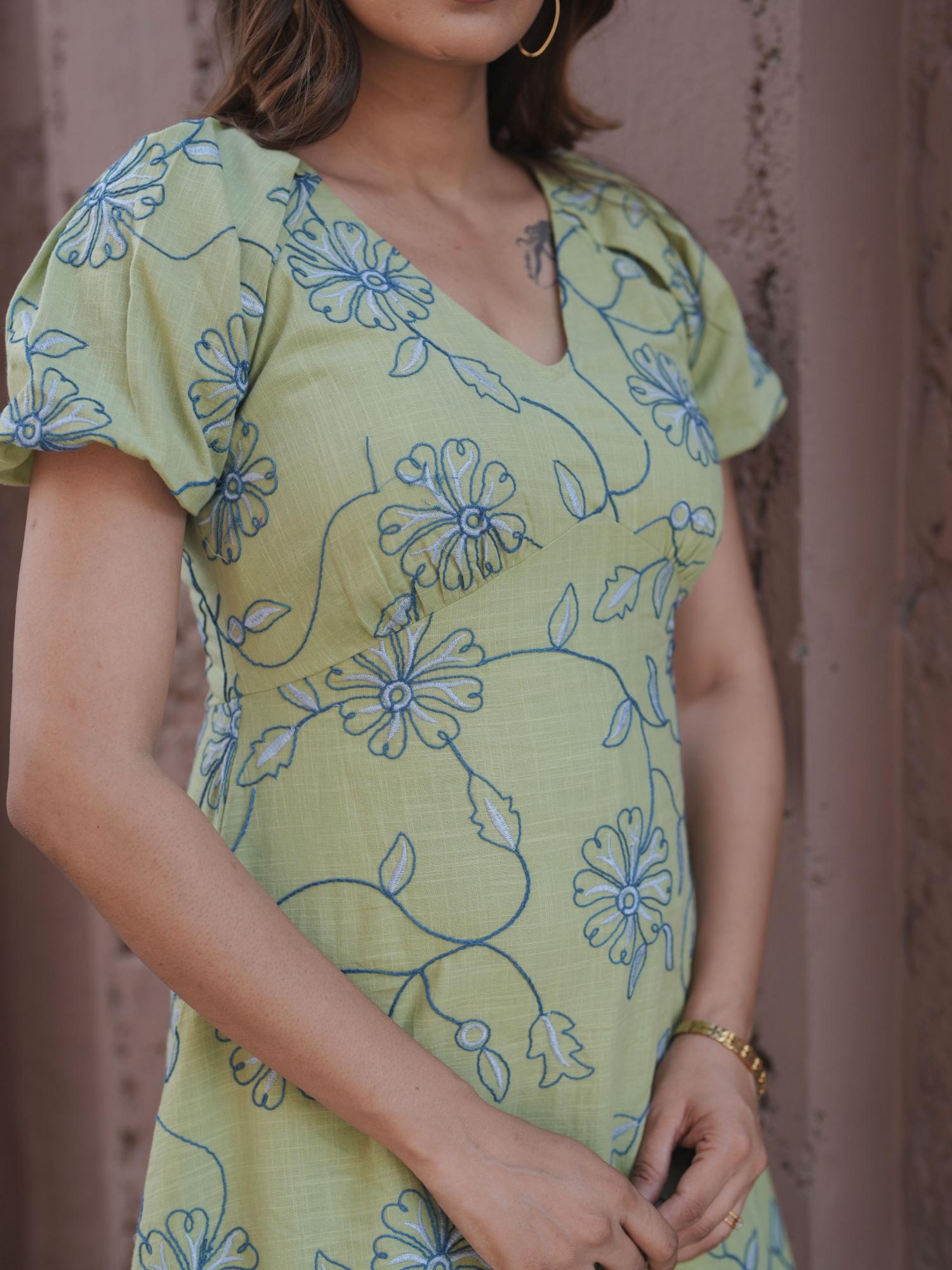 Sage Bloom Midi Dress