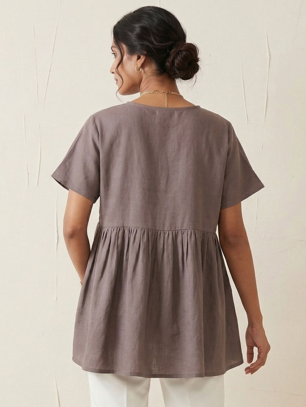 Oversized Cotton Brown Top