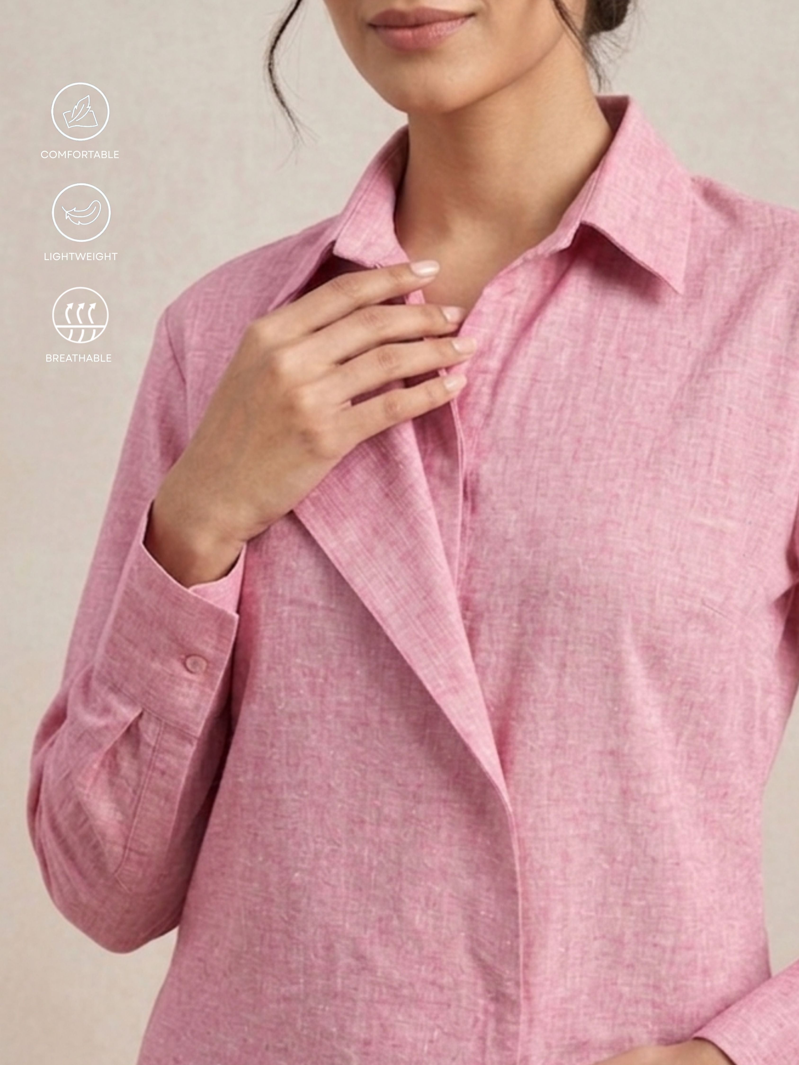 Pink Overlap Slub Shirt