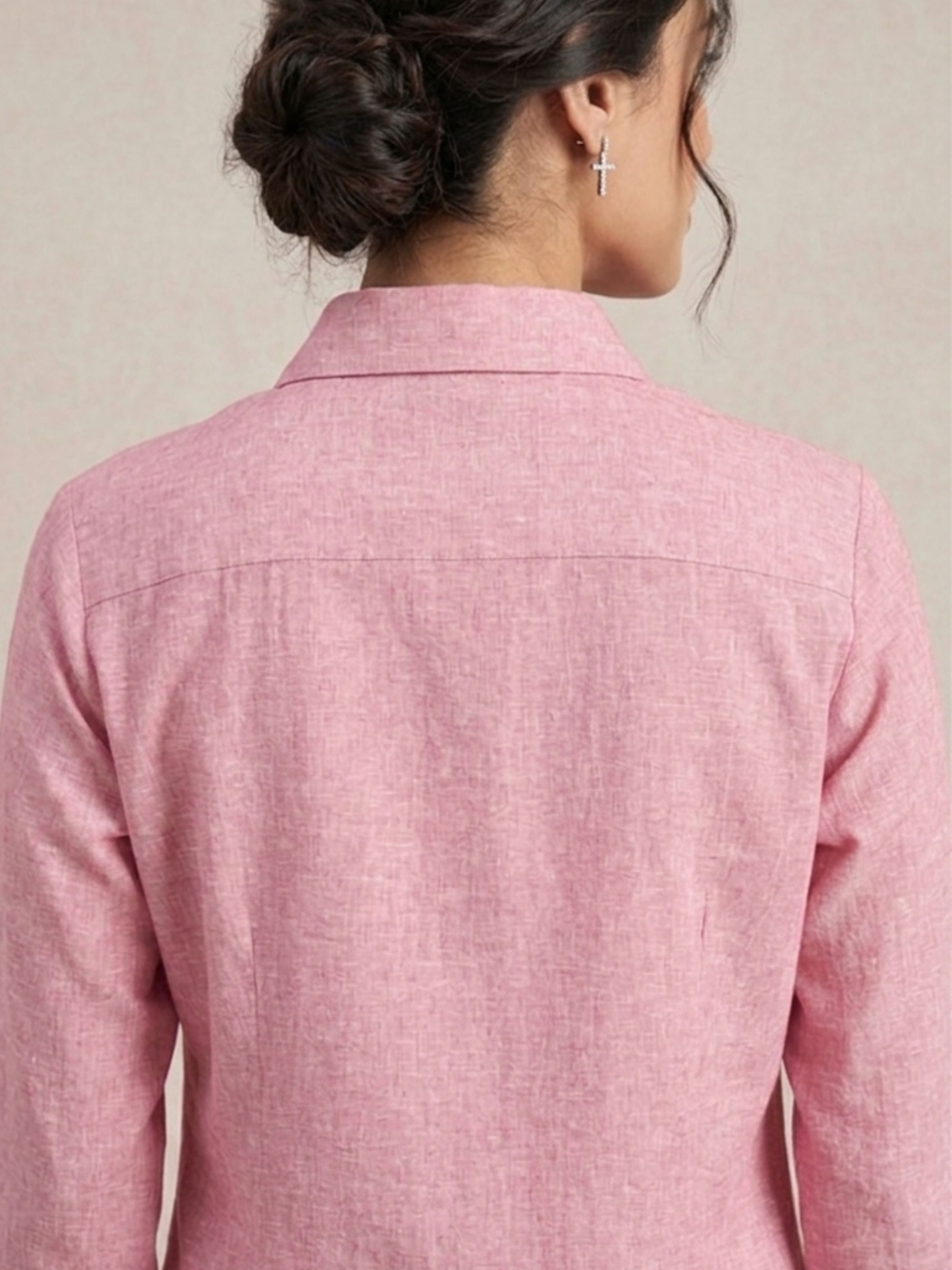 Pink Overlap Slub Shirt