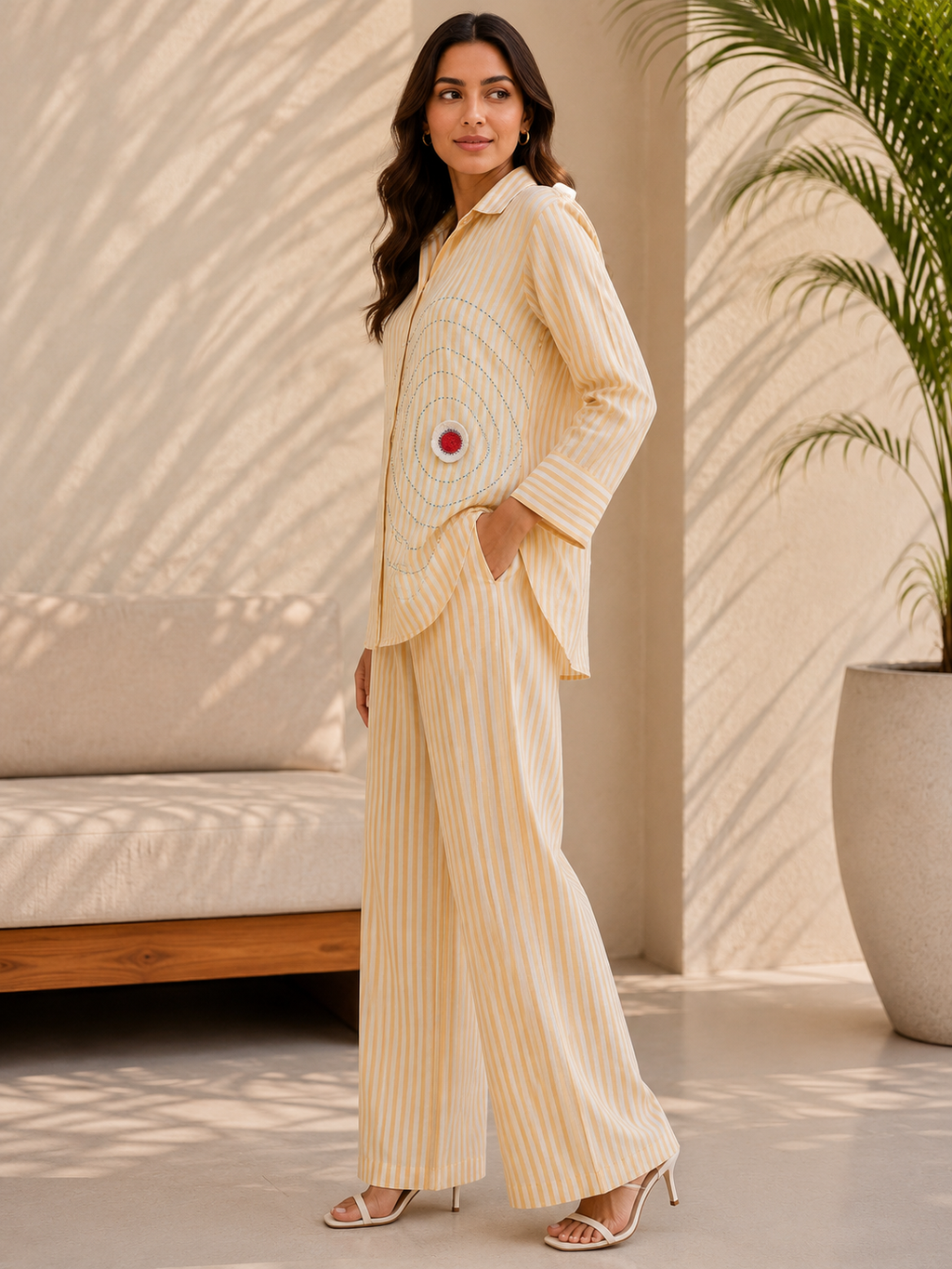 Yarndyed Chawal Taka Co-ord Set — Yellow
