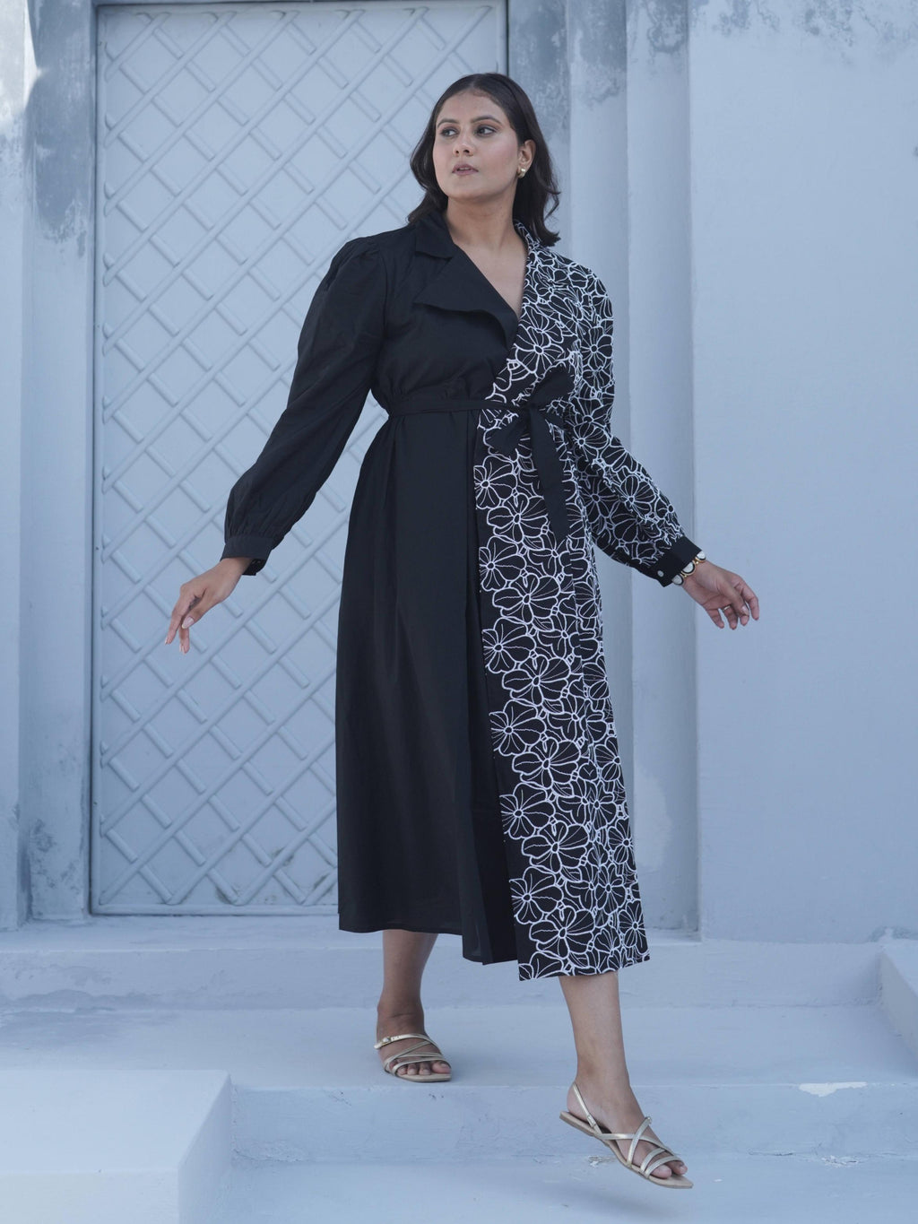 Monochrome Wrap Dress