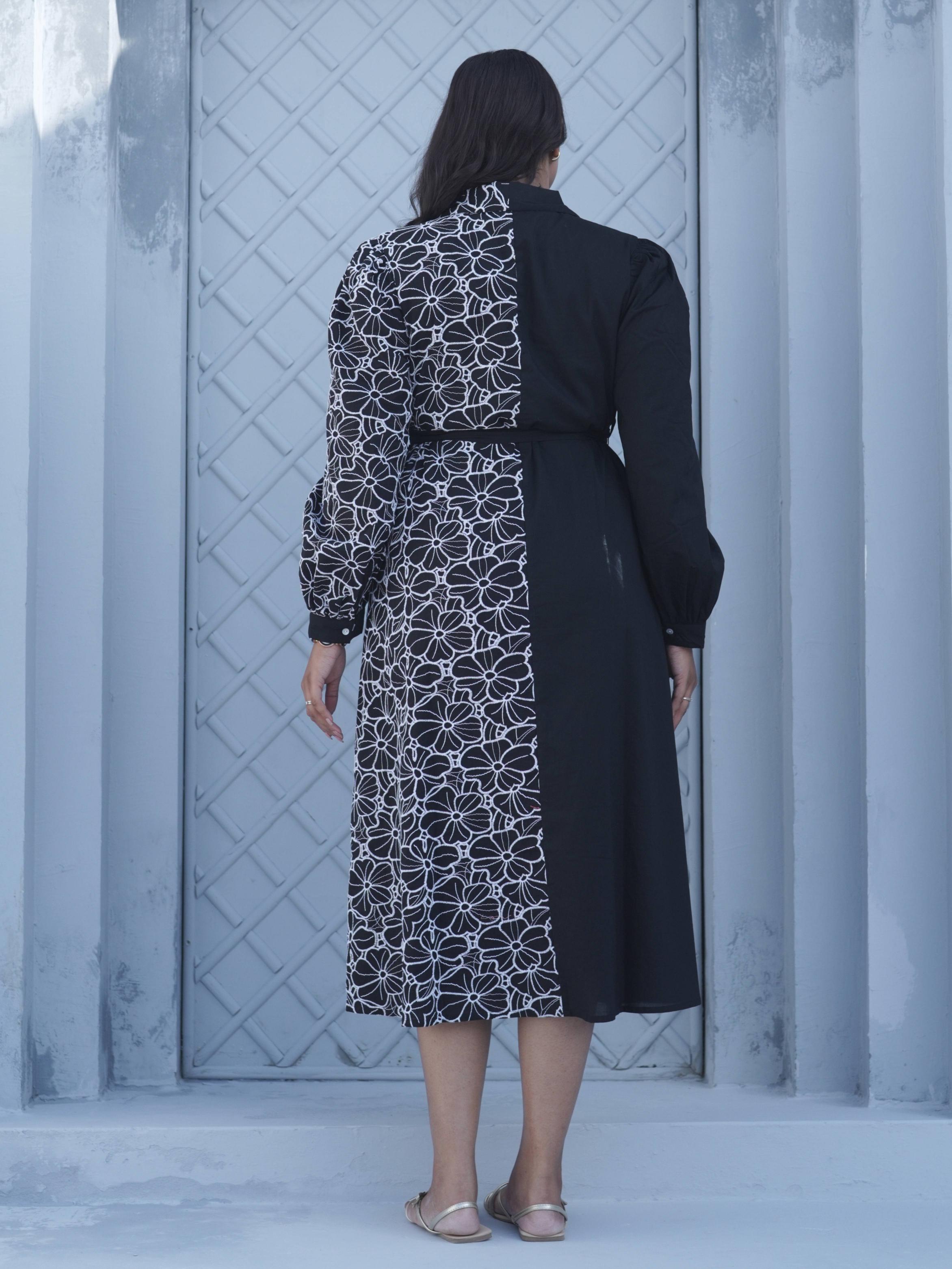 Monochrome Wrap Dress