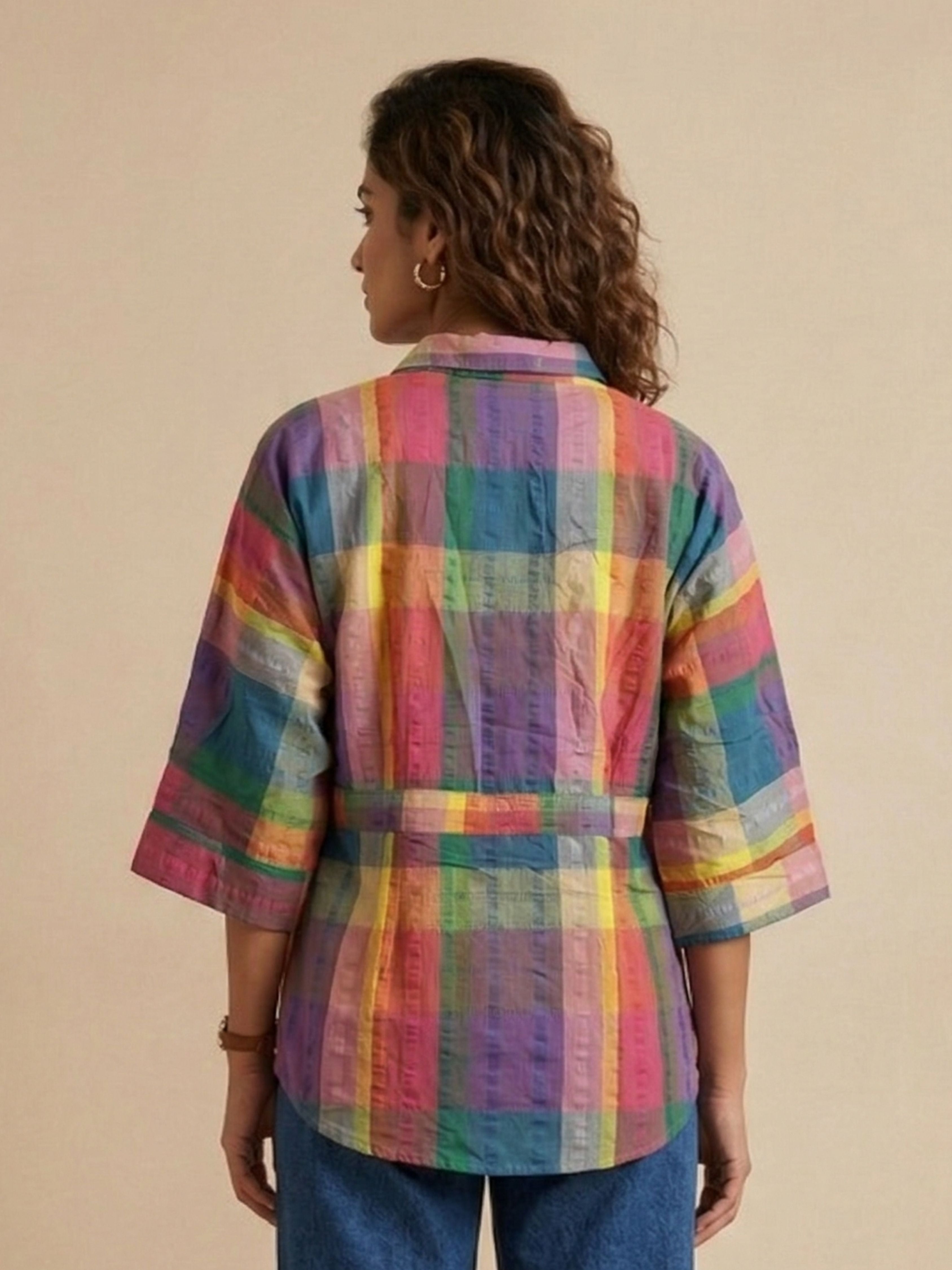 Rainbow Check Cotton Shirt