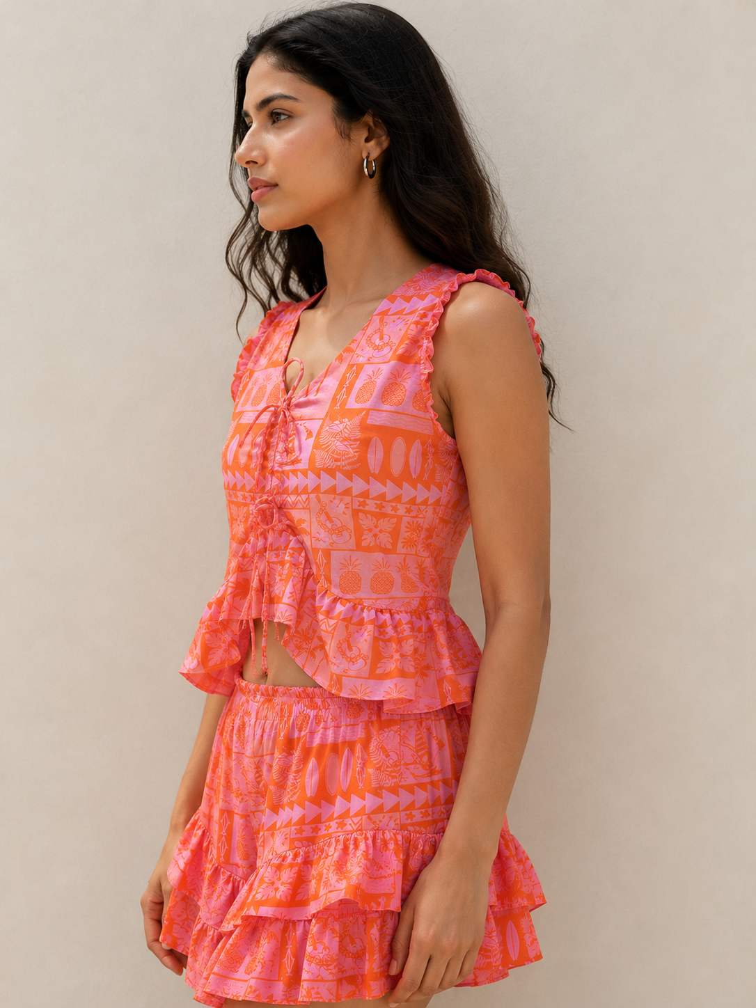 Beach Shorts Co-ord Set — Orange