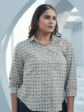 Beige Block Print Shirt
